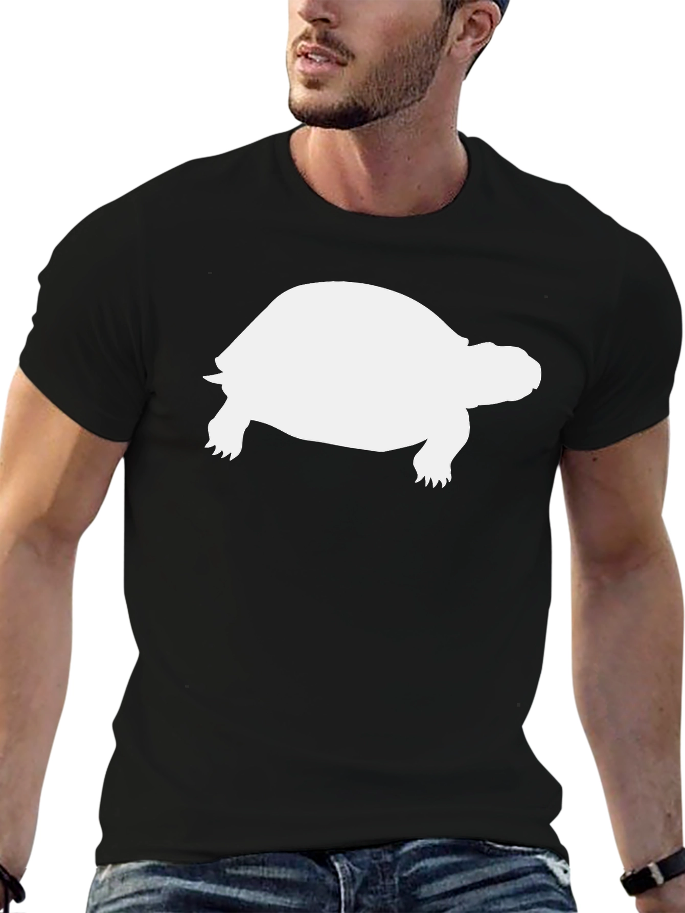 Turtle Graphic Tee - Black Cotton Blend Shirt