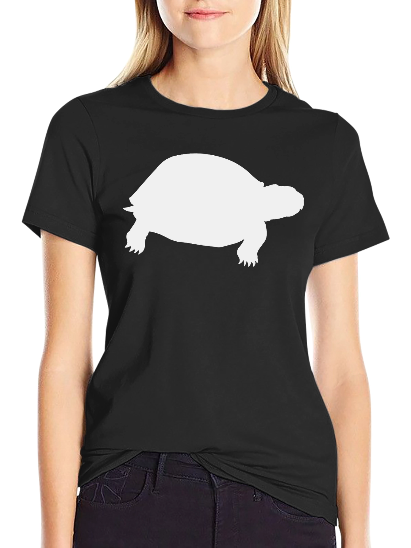 Turtle Graphic Tee - Black Cotton Blend Shirt