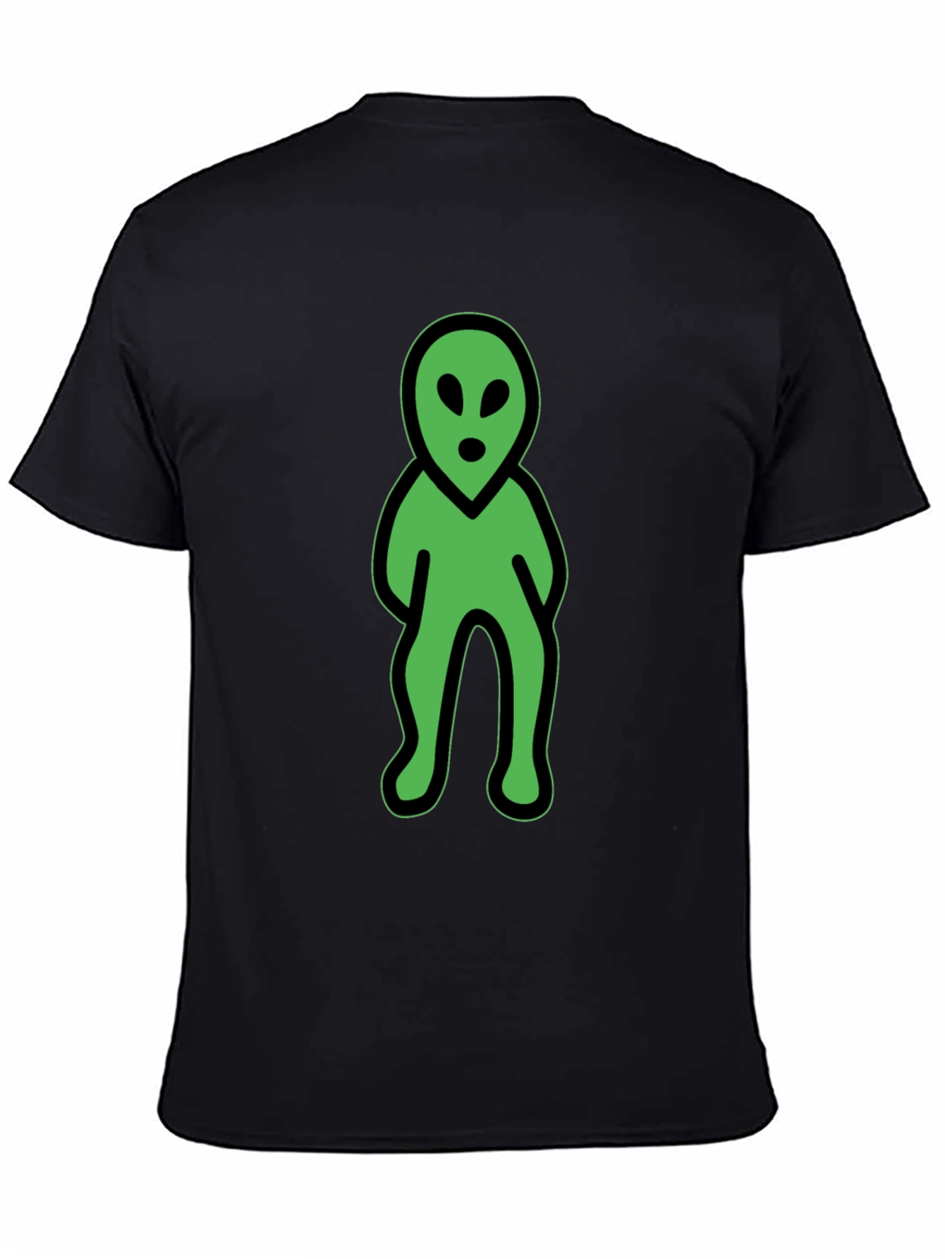 Green Alien Graphic Tee - Black Cotton Blend Shirt