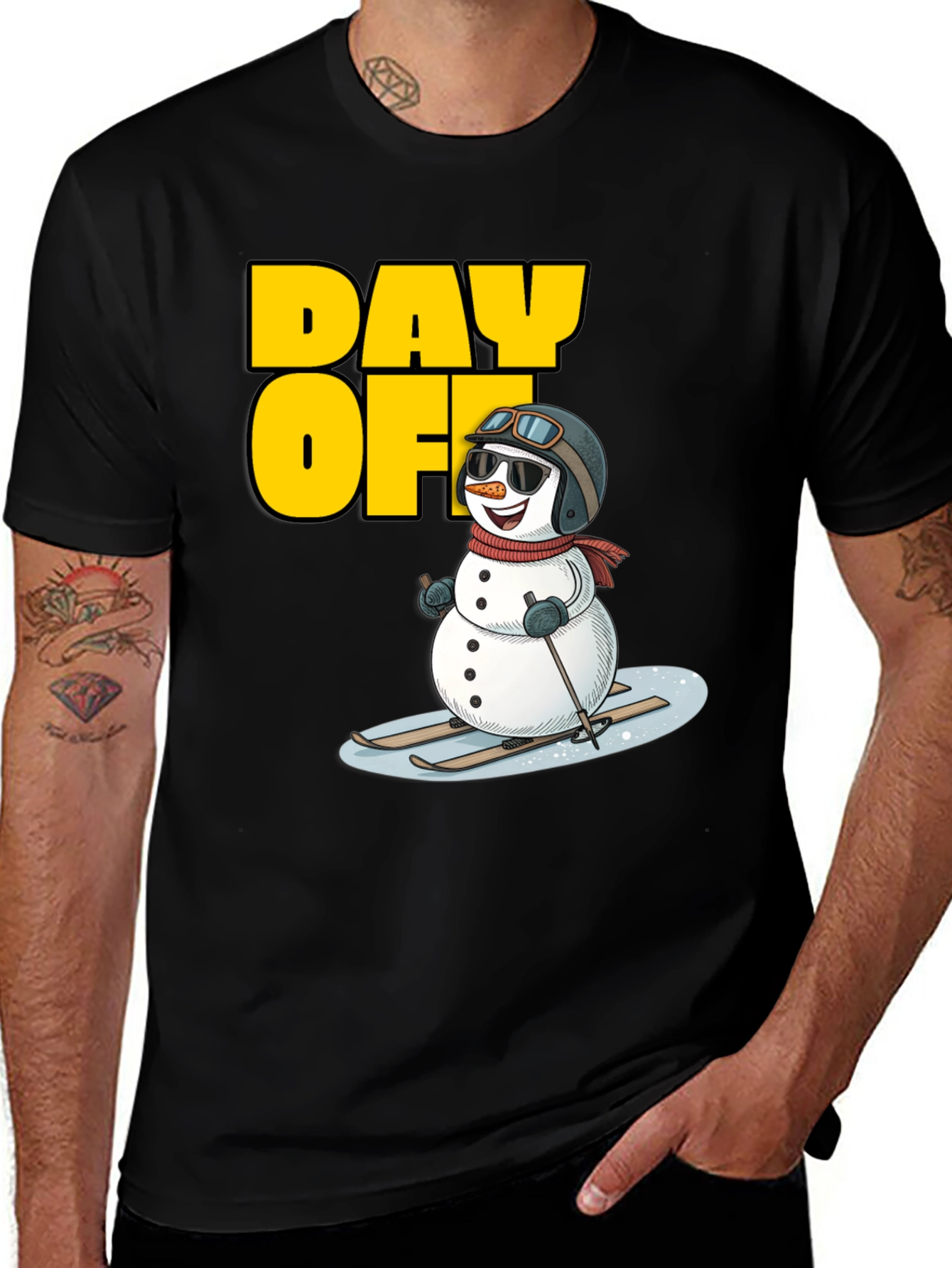 Day Off Snowman T-Shirt - Skiing Holiday Tee
