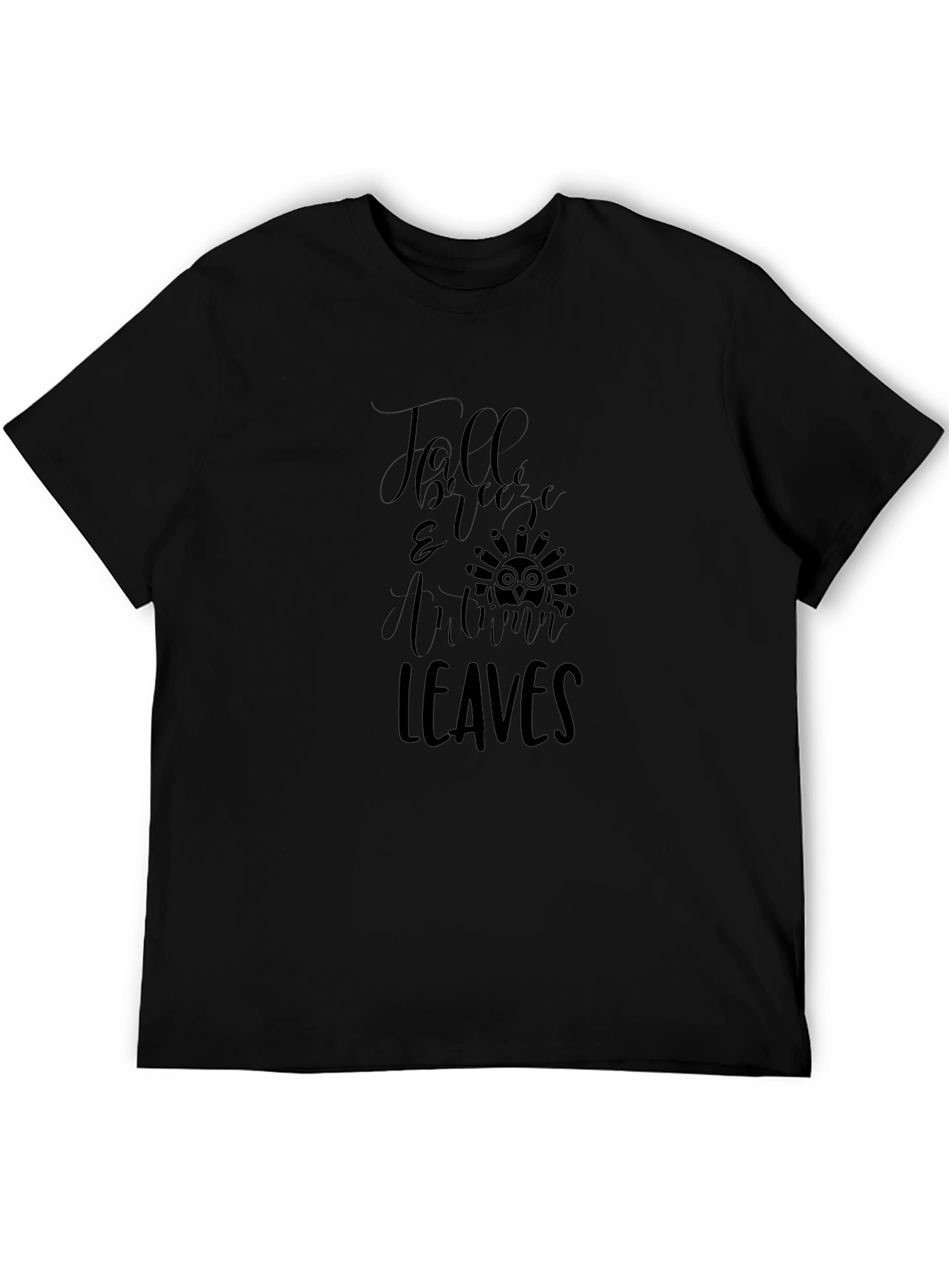 Fall Breeze & Autumn Leaves Black T-Shirt