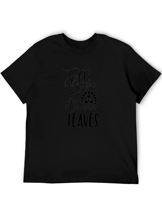 Fall Breeze & Autumn Leaves Black T-Shirt