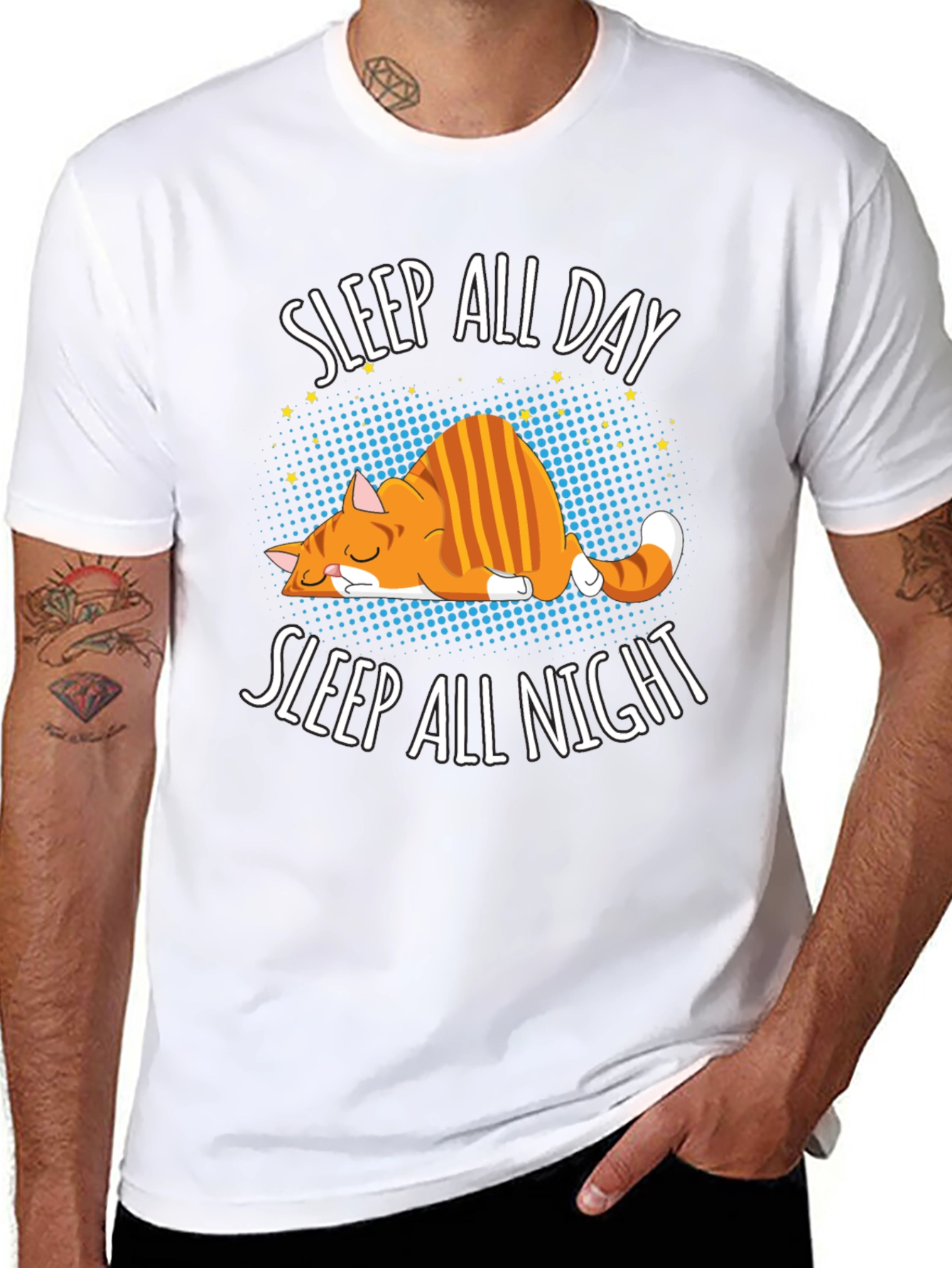 Sleep All Day Cat Graphic Tee