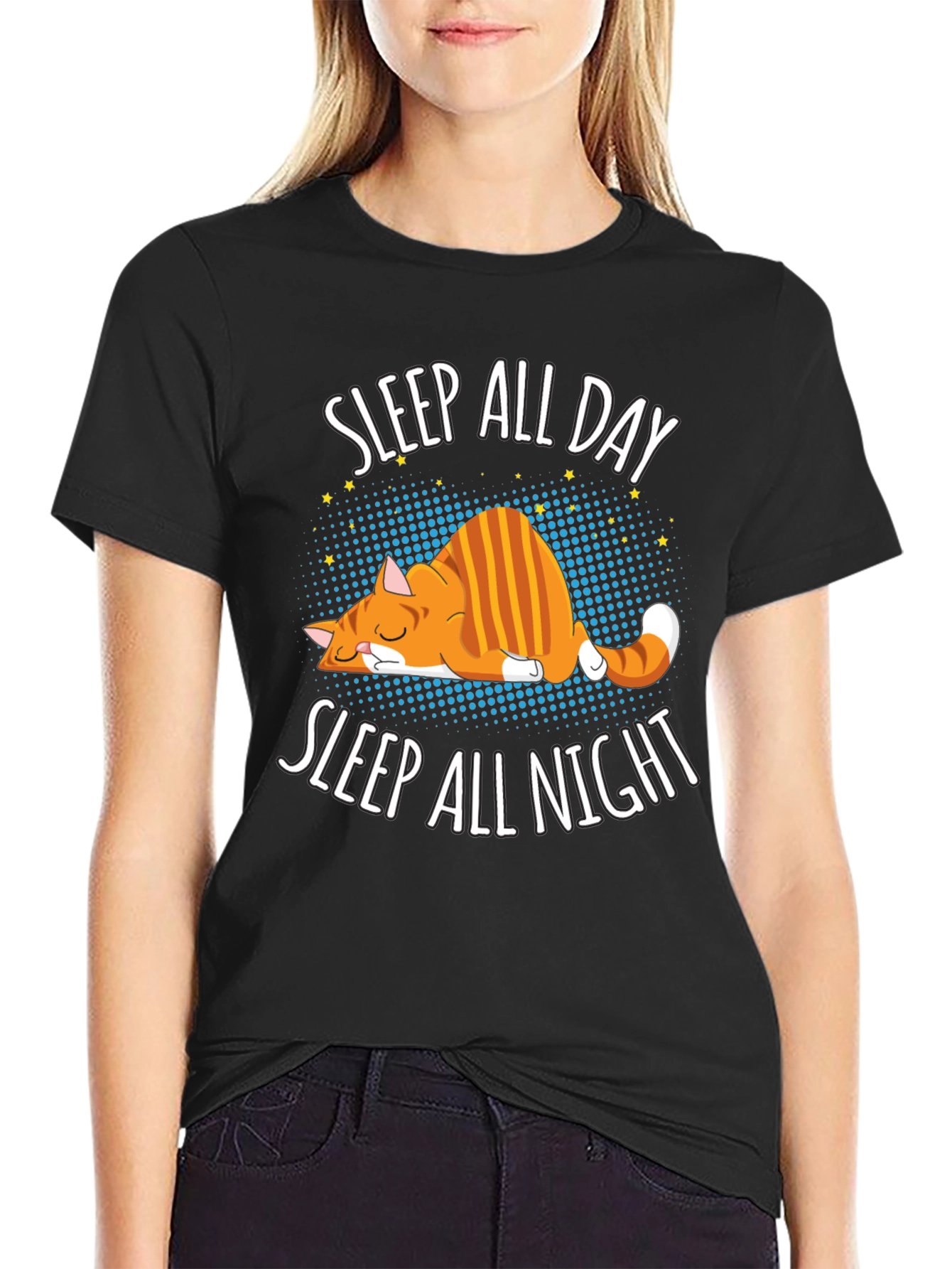 Sleep All Day Cat Graphic Tee