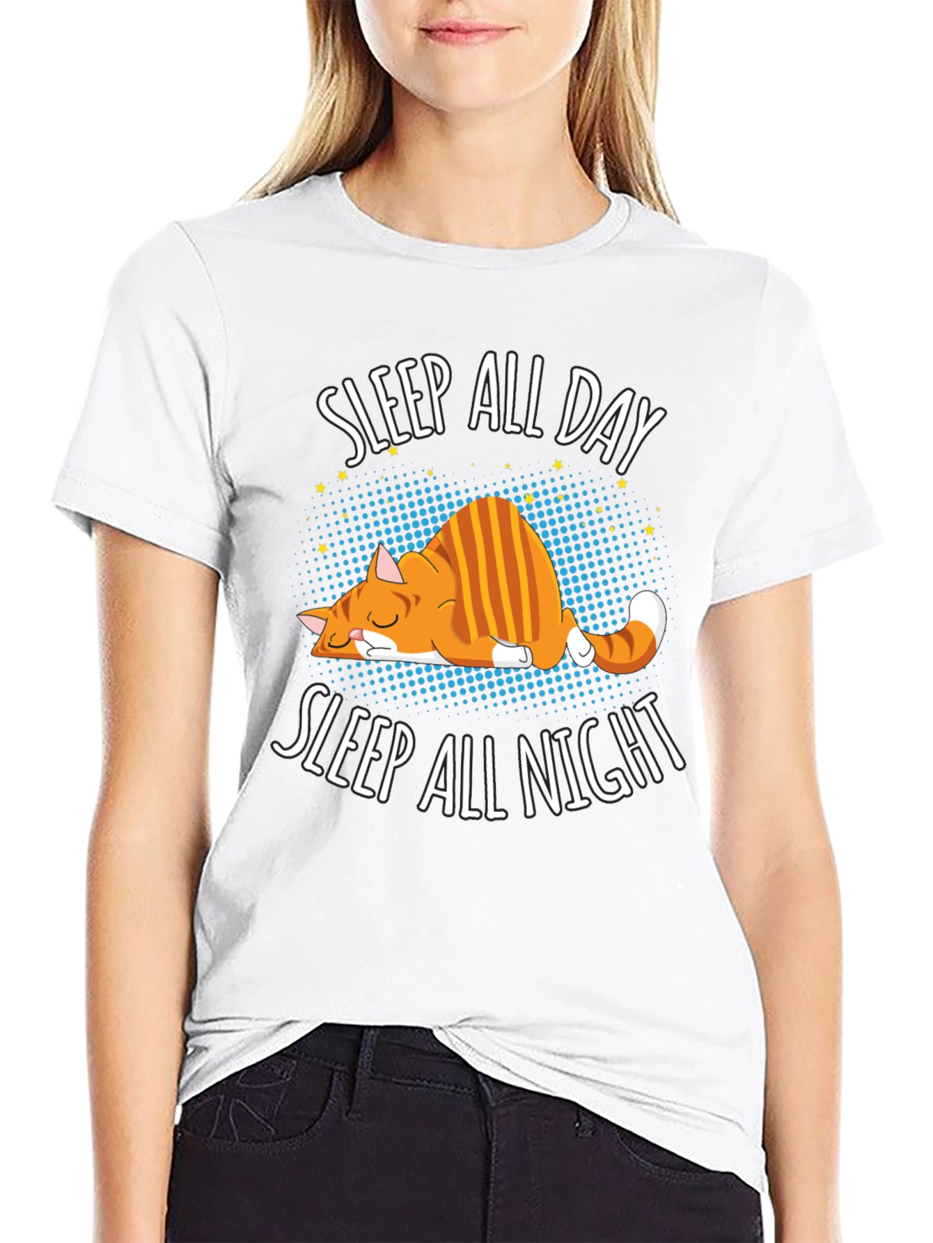 Sleep All Day Cat Graphic Tee