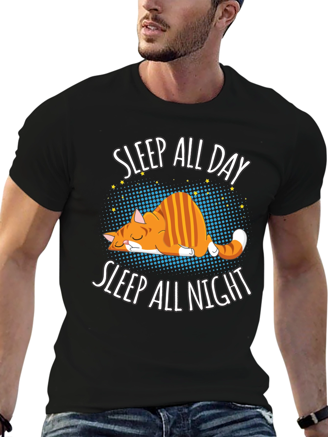 Sleep All Day Cat Graphic Tee