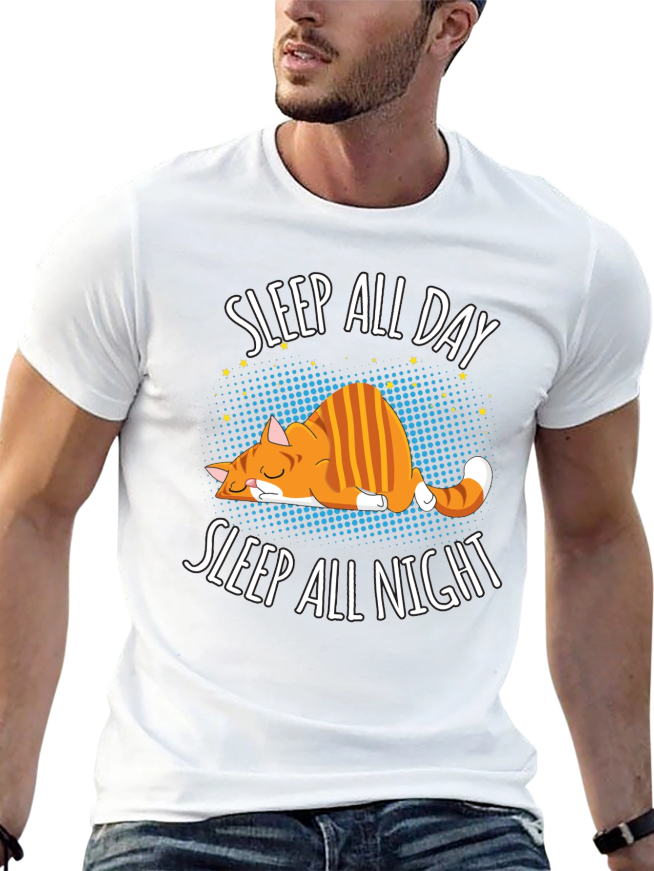 Sleep All Day Cat Graphic Tee