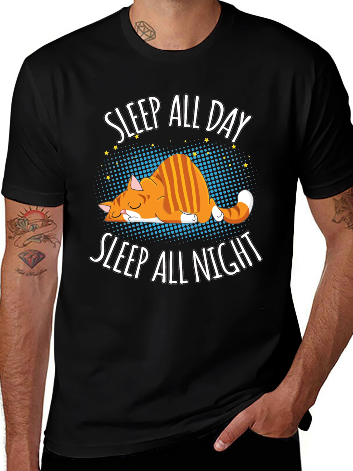 Sleep All Day Cat Graphic Tee