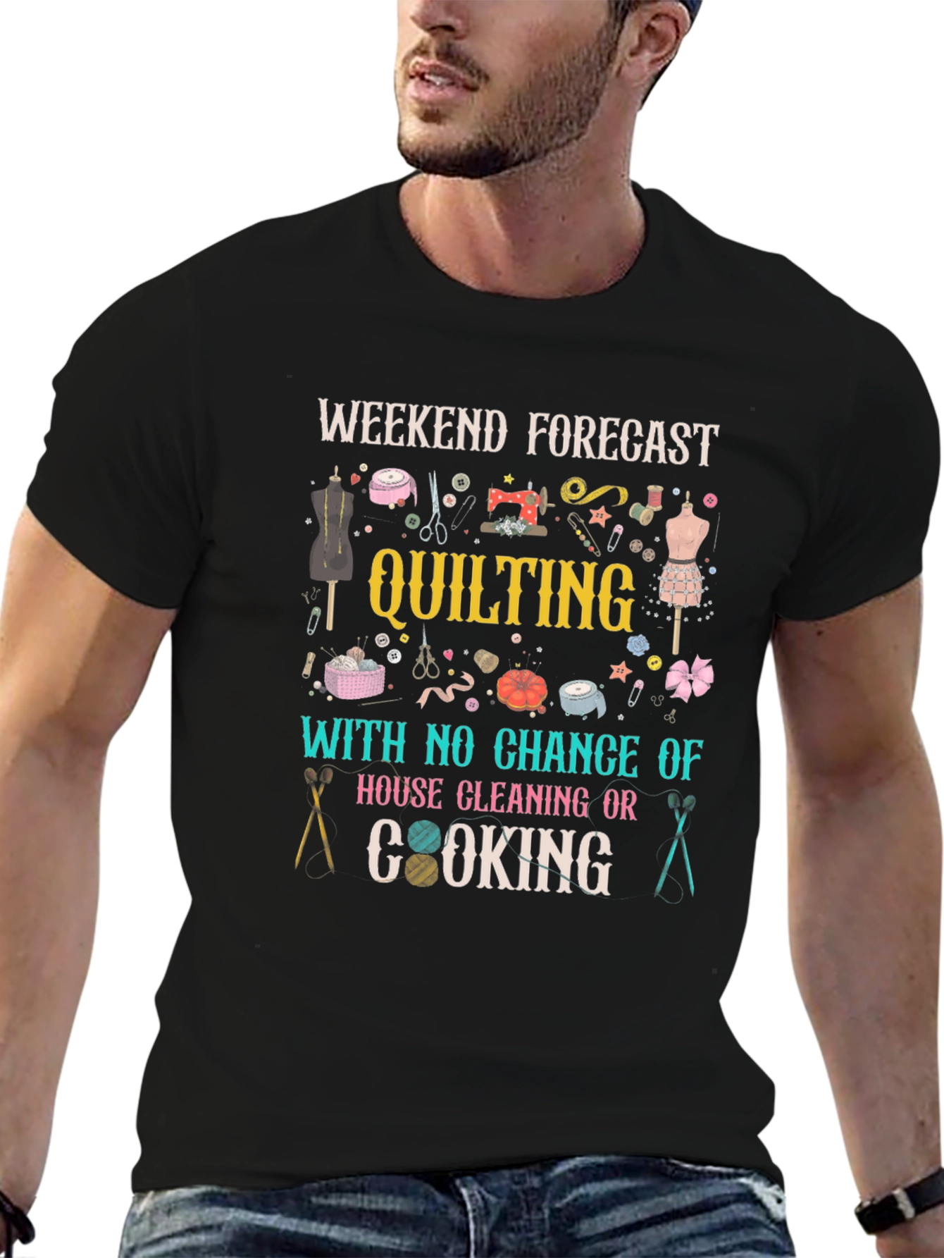 Quilting Weekend Forecast T-Shirt