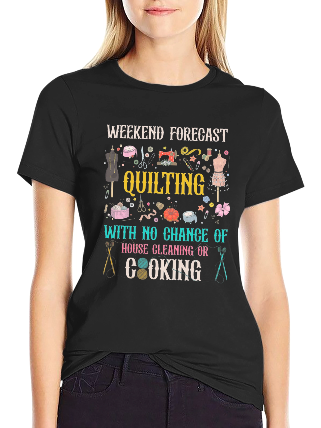 Quilting Weekend Forecast T-Shirt