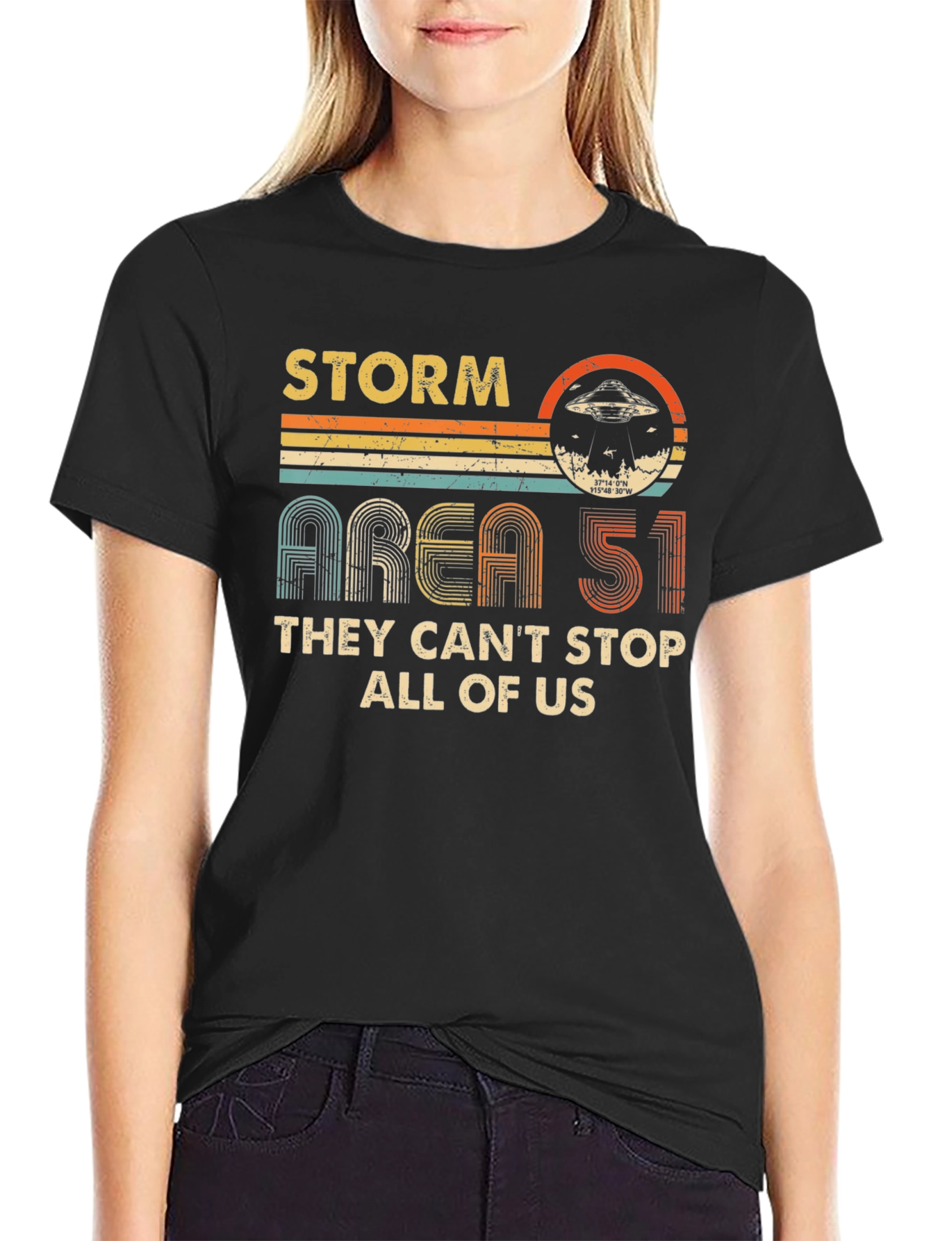 Storm Area 51 Retro UFO Graphic T-Shirt