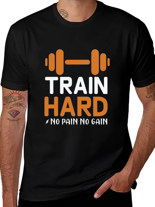 Train Hard Graphic Tee - Motivational Workout Shirt