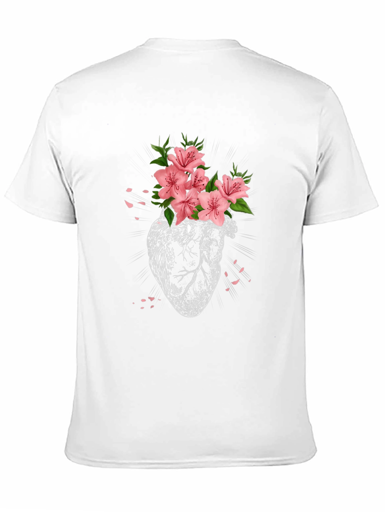 Floral Heart Graphic Tee - Black Cotton T-Shirt