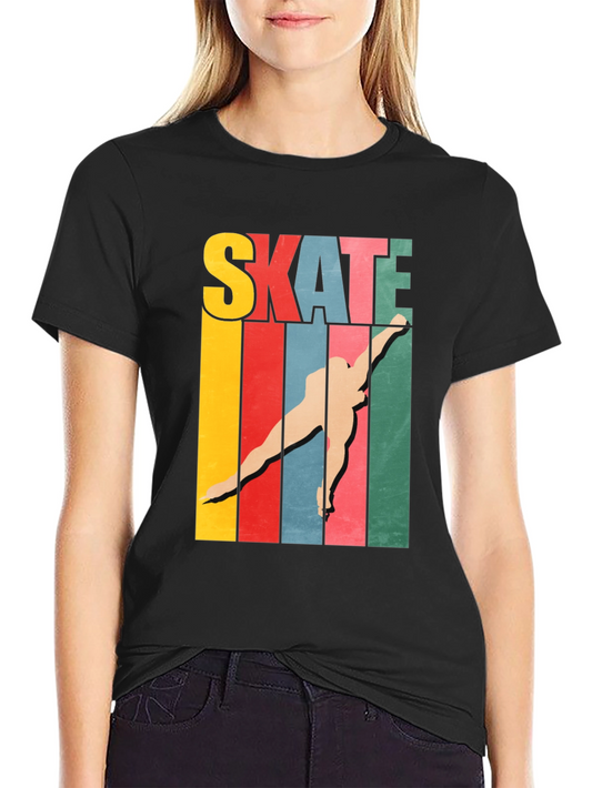 Retro Skate T-Shirt - Colorful Skateboarder Tee