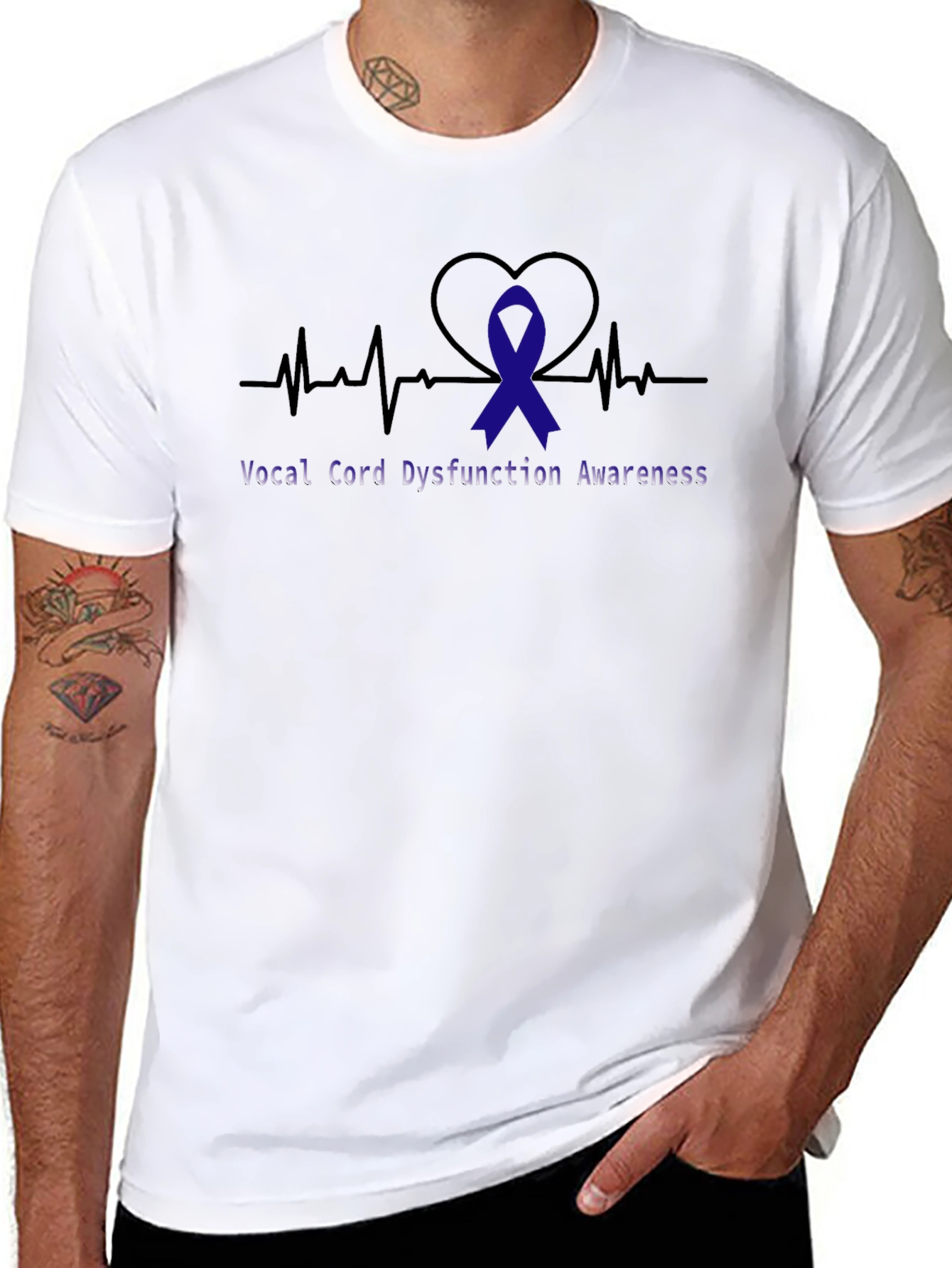 Vocal Cord Awareness Ribbon Heartbeat T-Shirt