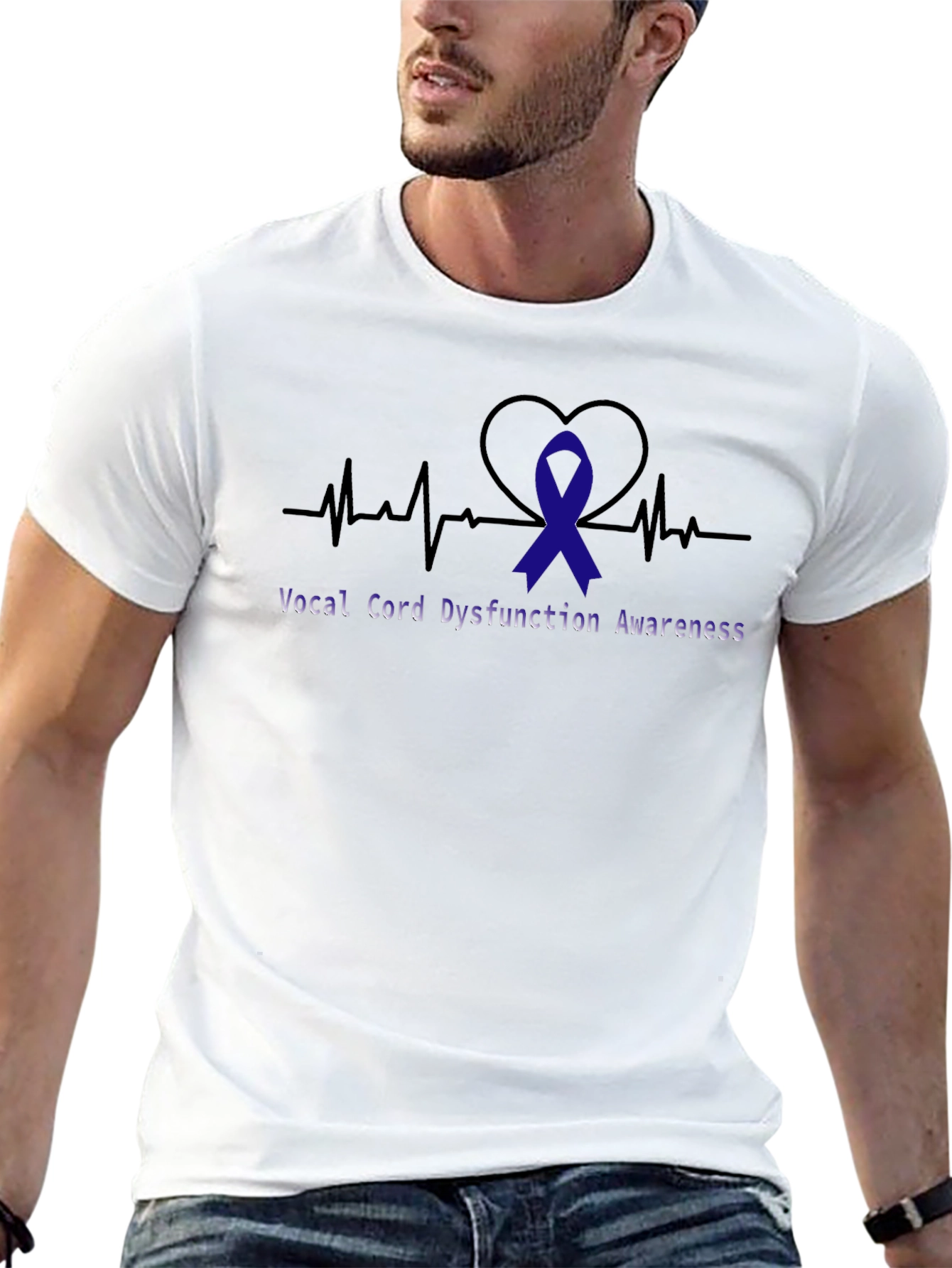 Vocal Cord Awareness Ribbon Heartbeat T-Shirt