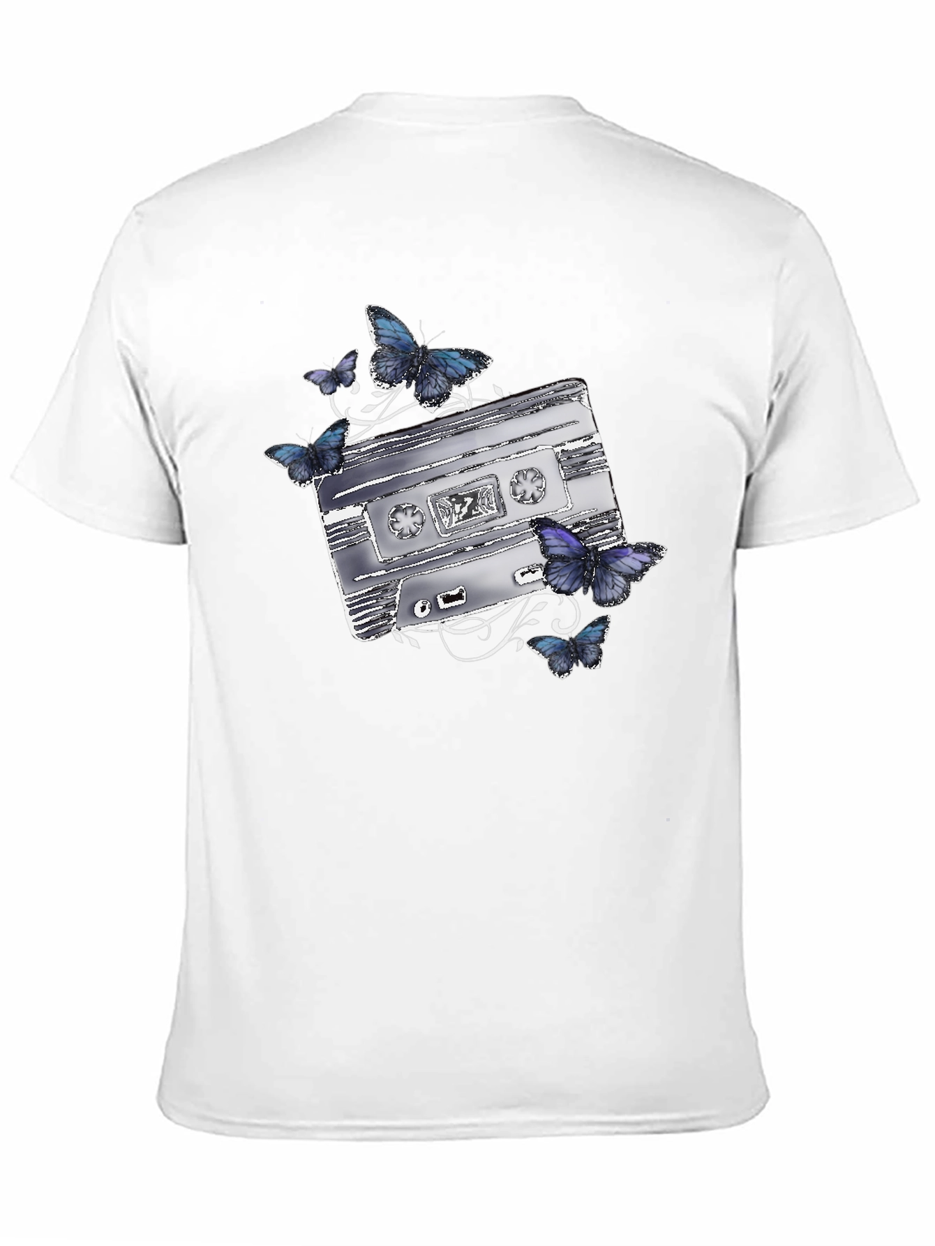 Retro Cassette & Butterfly Graphic T-Shirt