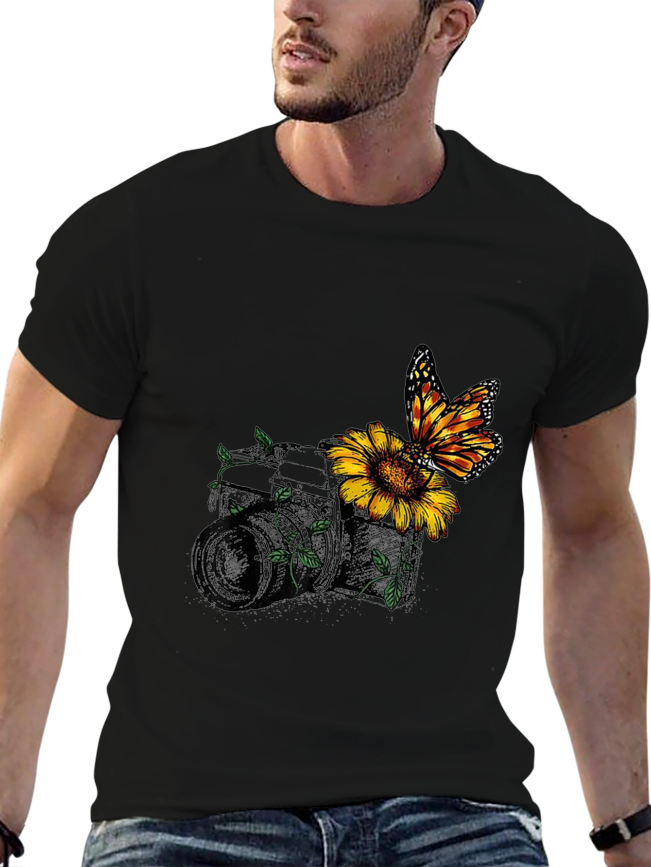 Nature-Inspired Camera Graphic Tee