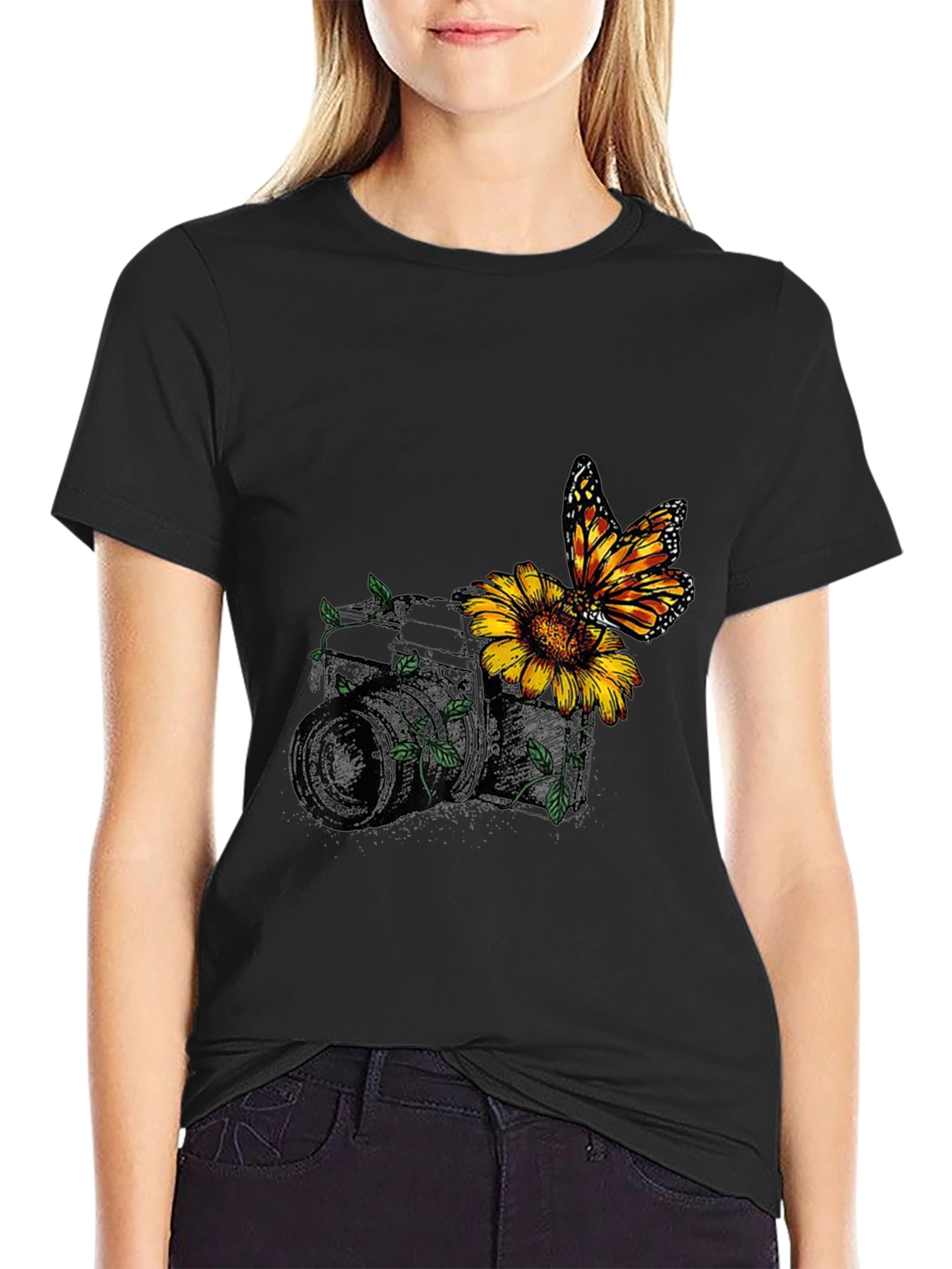 Nature-Inspired Camera Graphic Tee