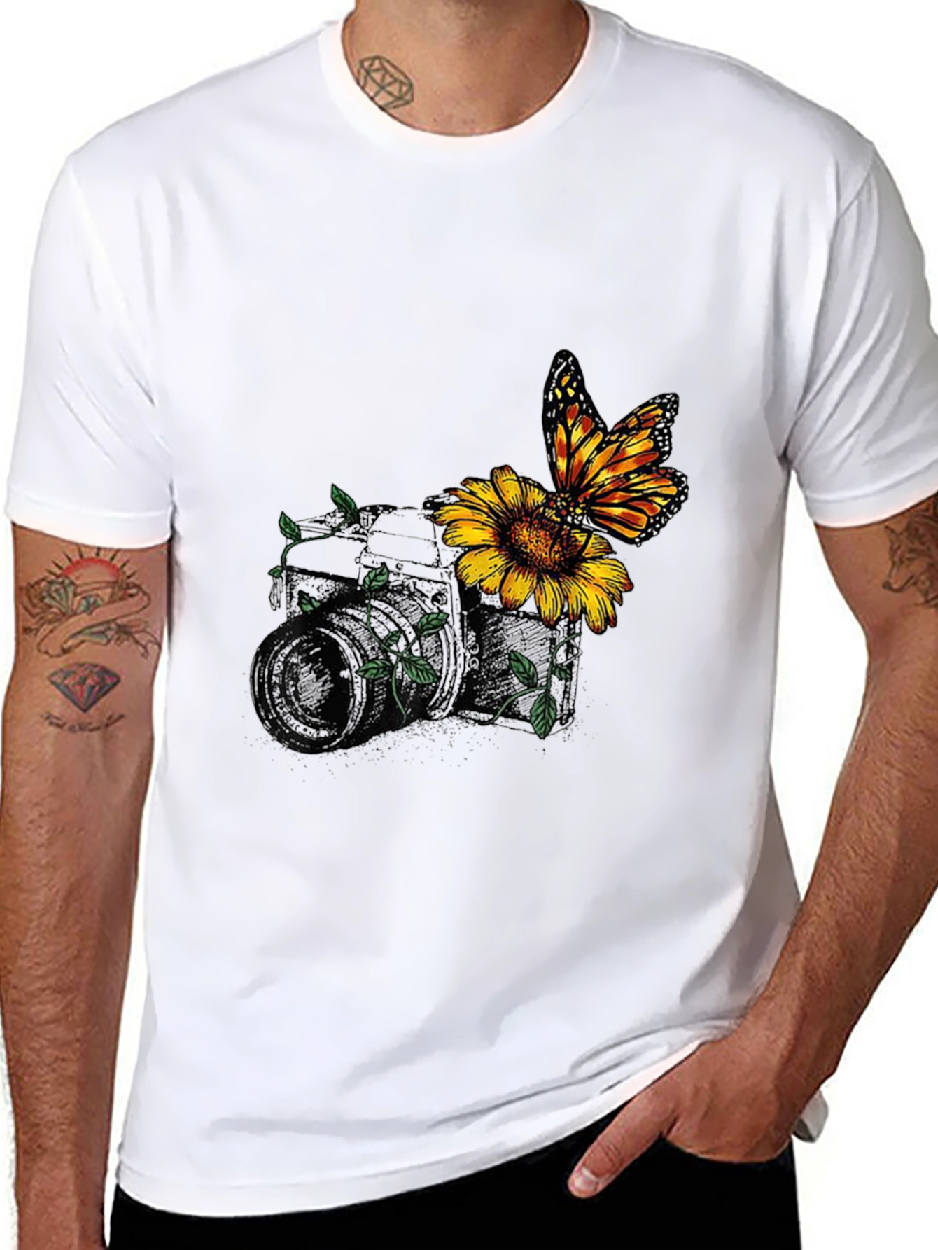 Nature-Inspired Camera Graphic Tee