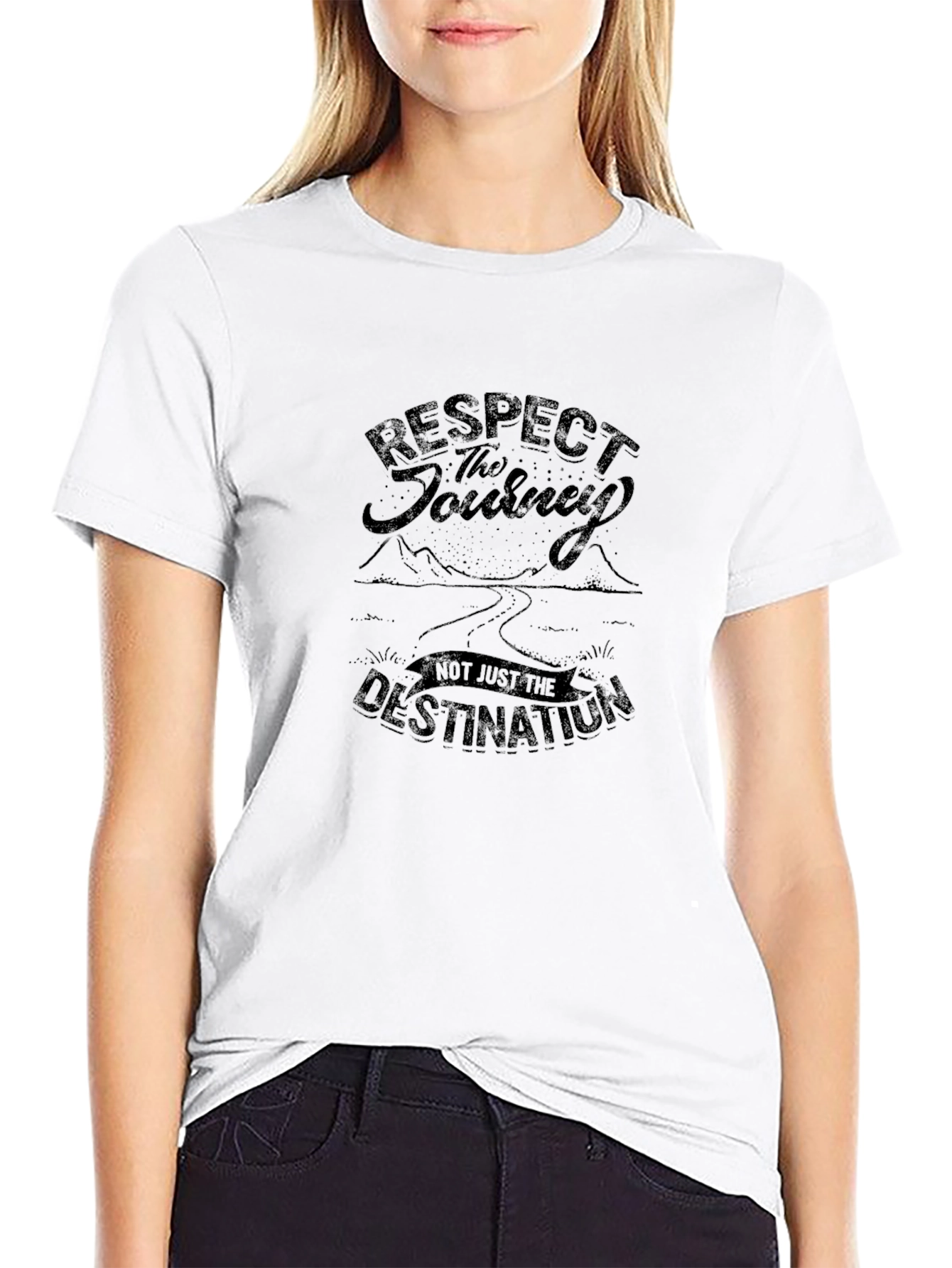 Respect the Journey Black Graphic T-Shirt