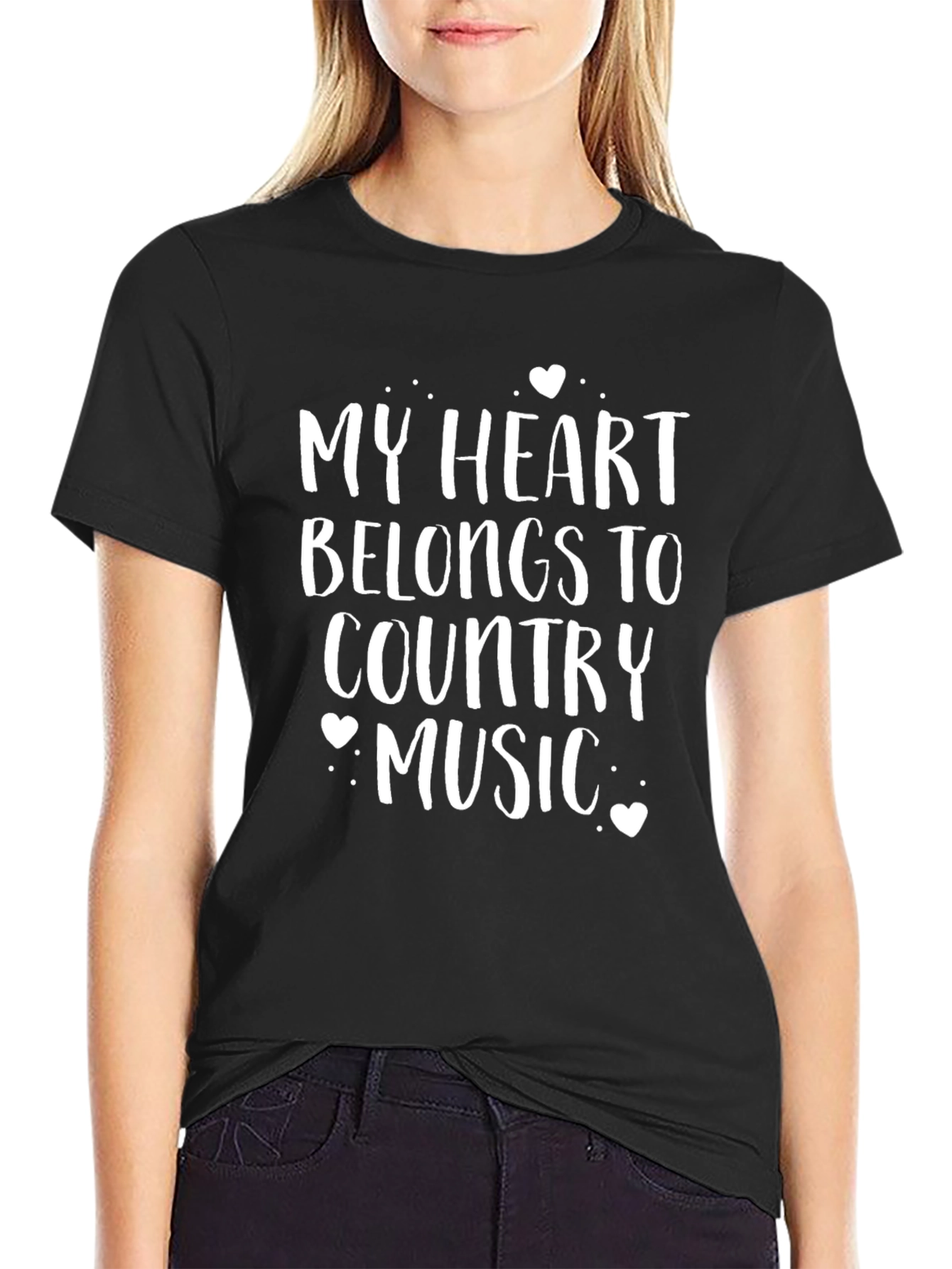 Country Music Heart T-Shirt - Black