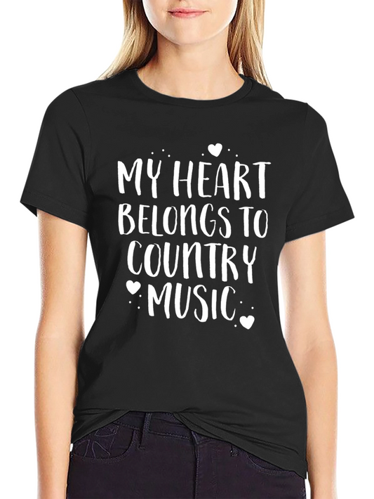 Country Music Heart T-Shirt - Black