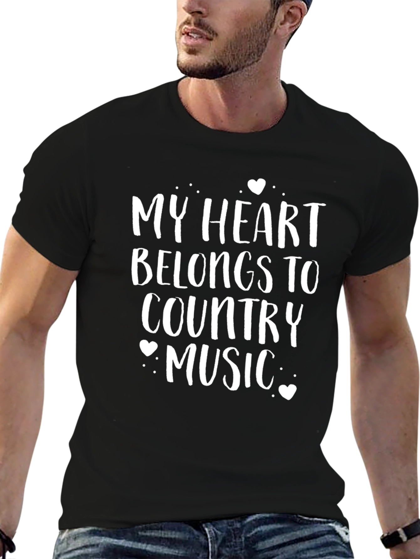 Country Music Heart T-Shirt - Black