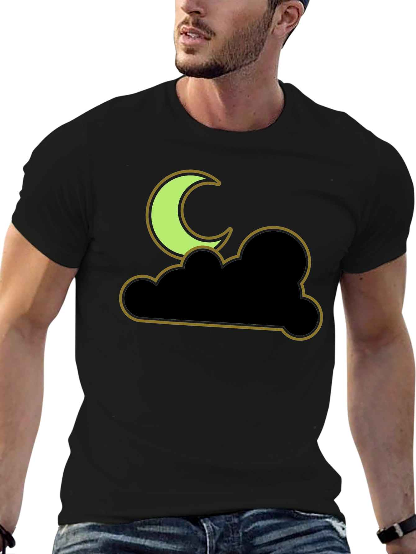 Night Sky Tee - Crescent Moon and Cloud