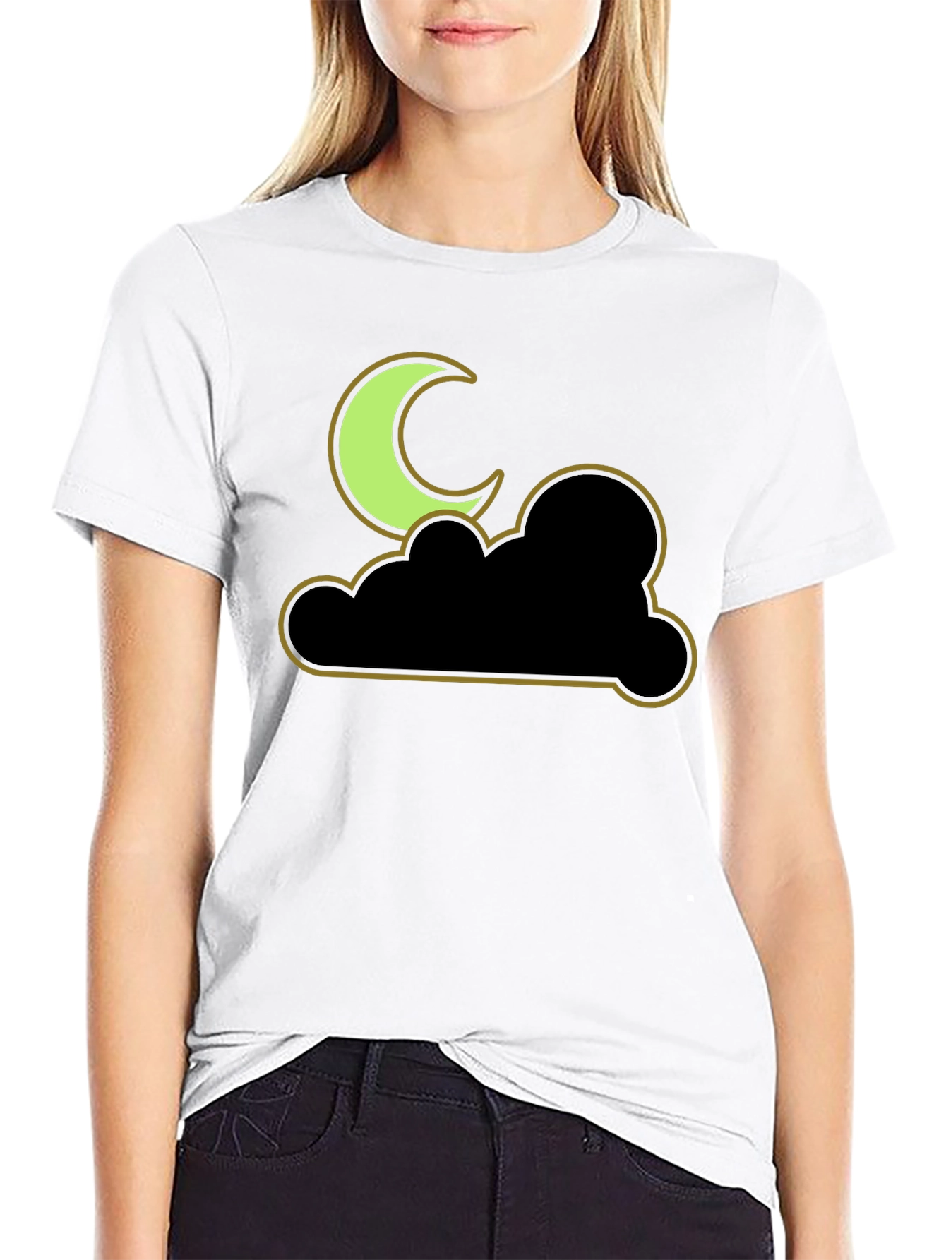 Night Sky Tee - Crescent Moon and Cloud