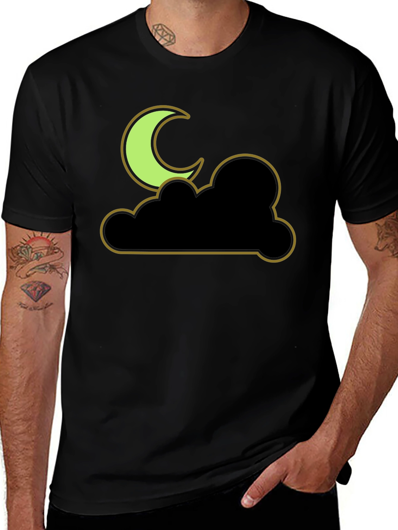 Night Sky Tee - Crescent Moon and Cloud