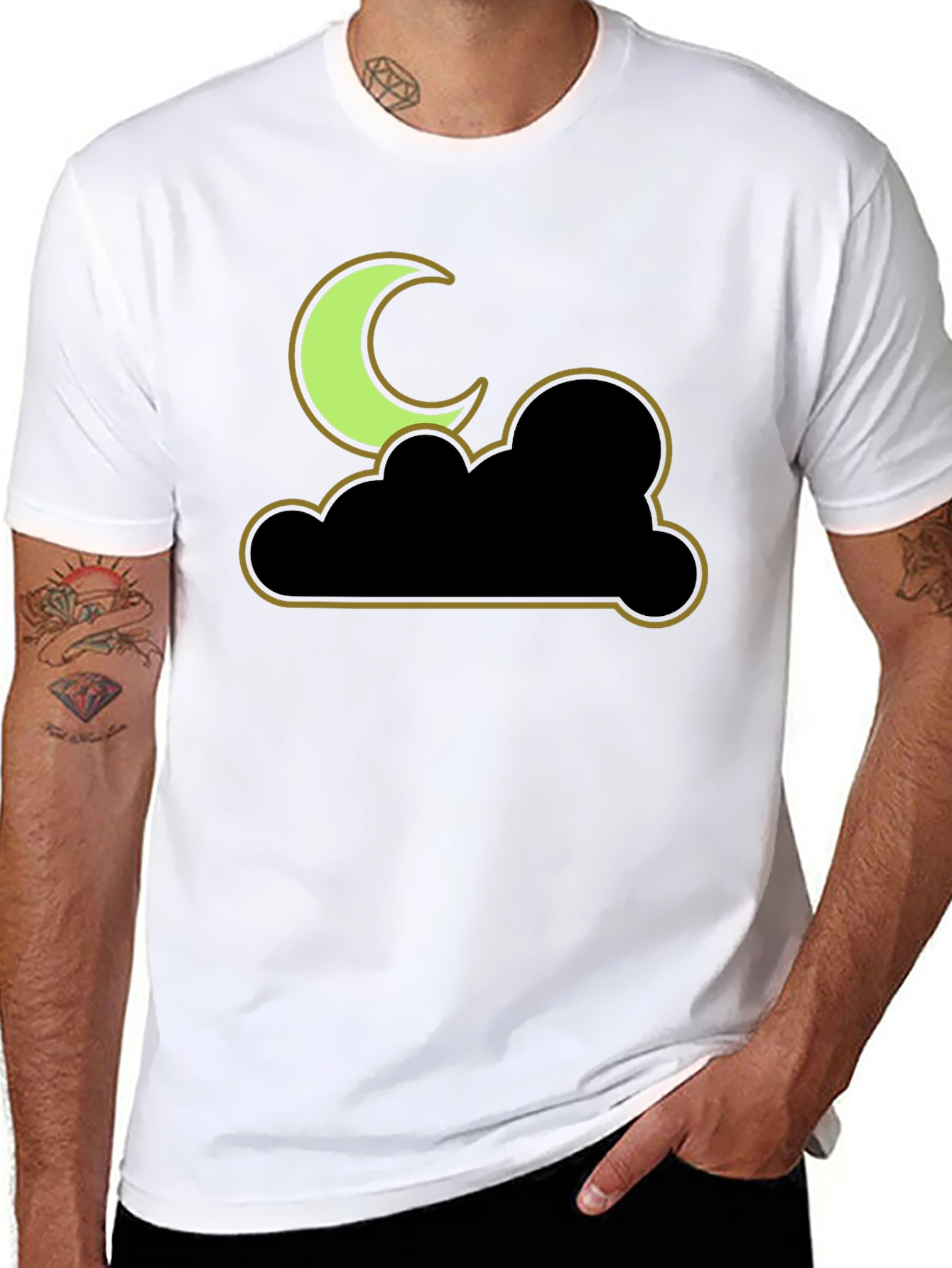 Night Sky Tee - Crescent Moon and Cloud