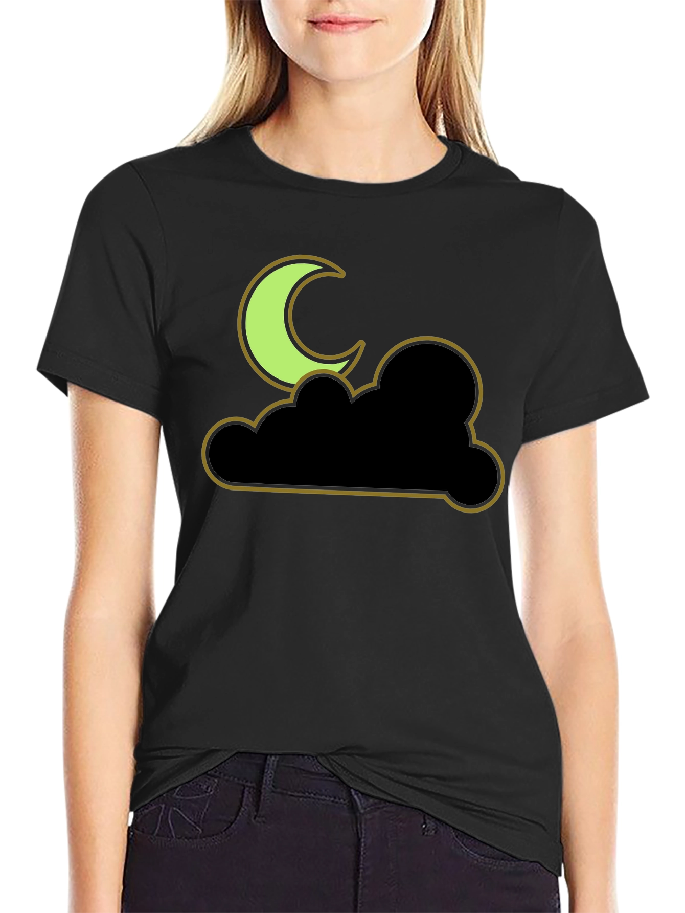 Night Sky Tee - Crescent Moon and Cloud