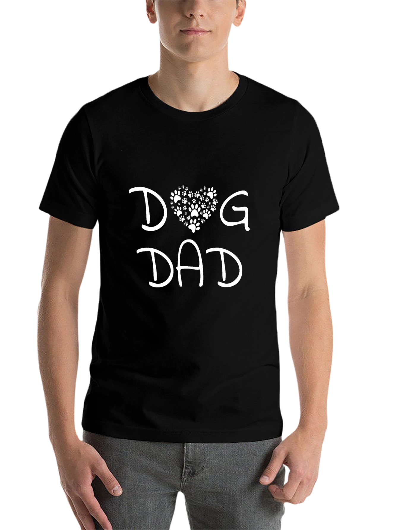 Dog Dad T-Shirt - Cute Paw Print Heart Design