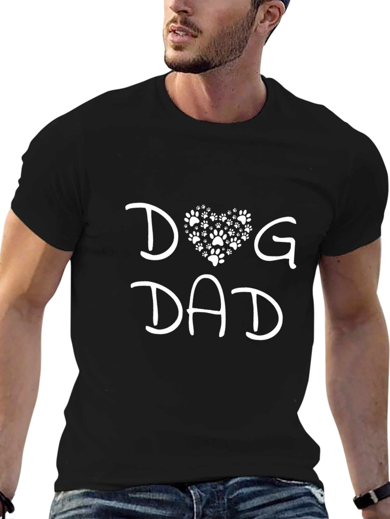 Dog Dad T-Shirt - Cute Paw Print Heart Design