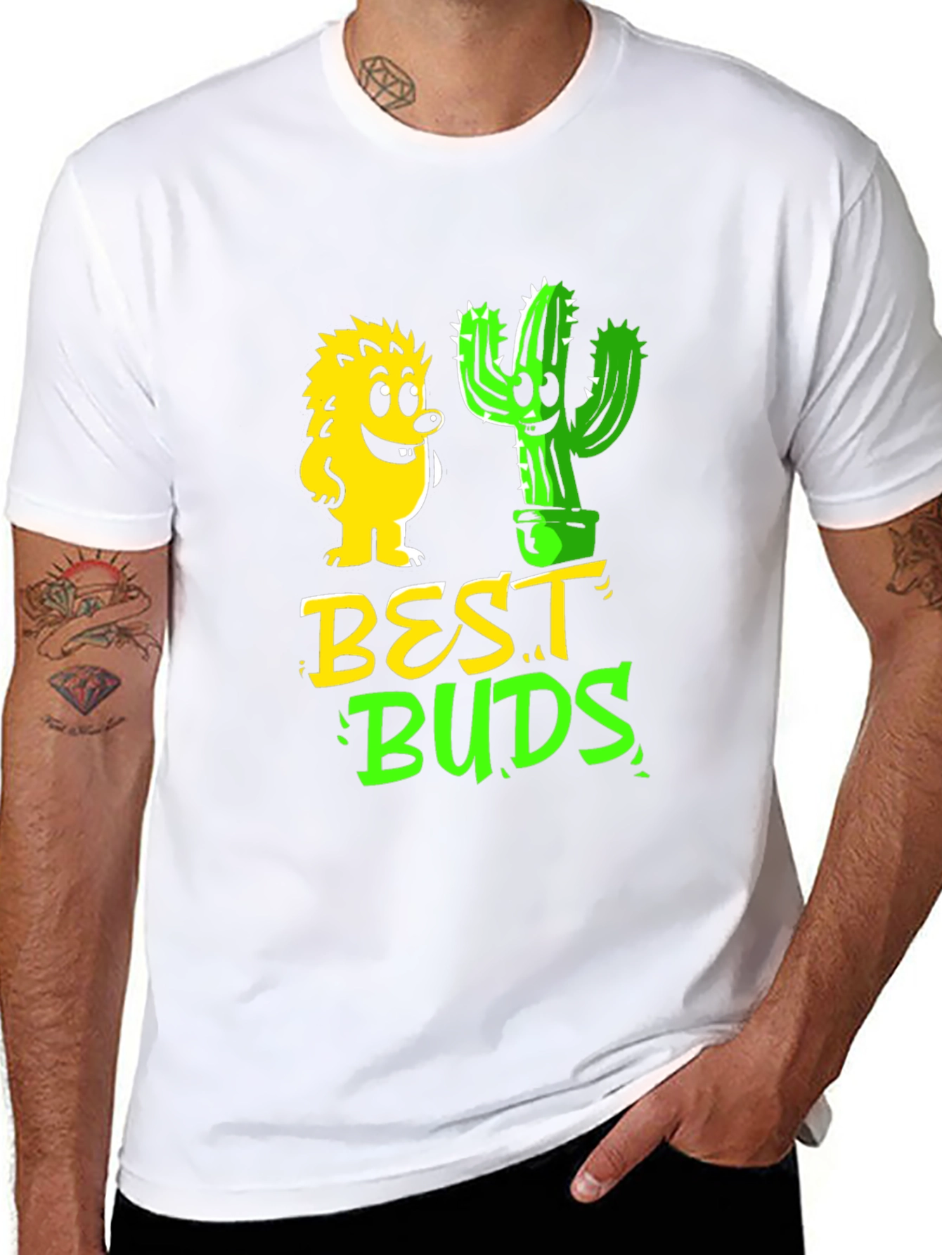 Best Buds Graphic T-Shirt - Hedgehog & Cactus
