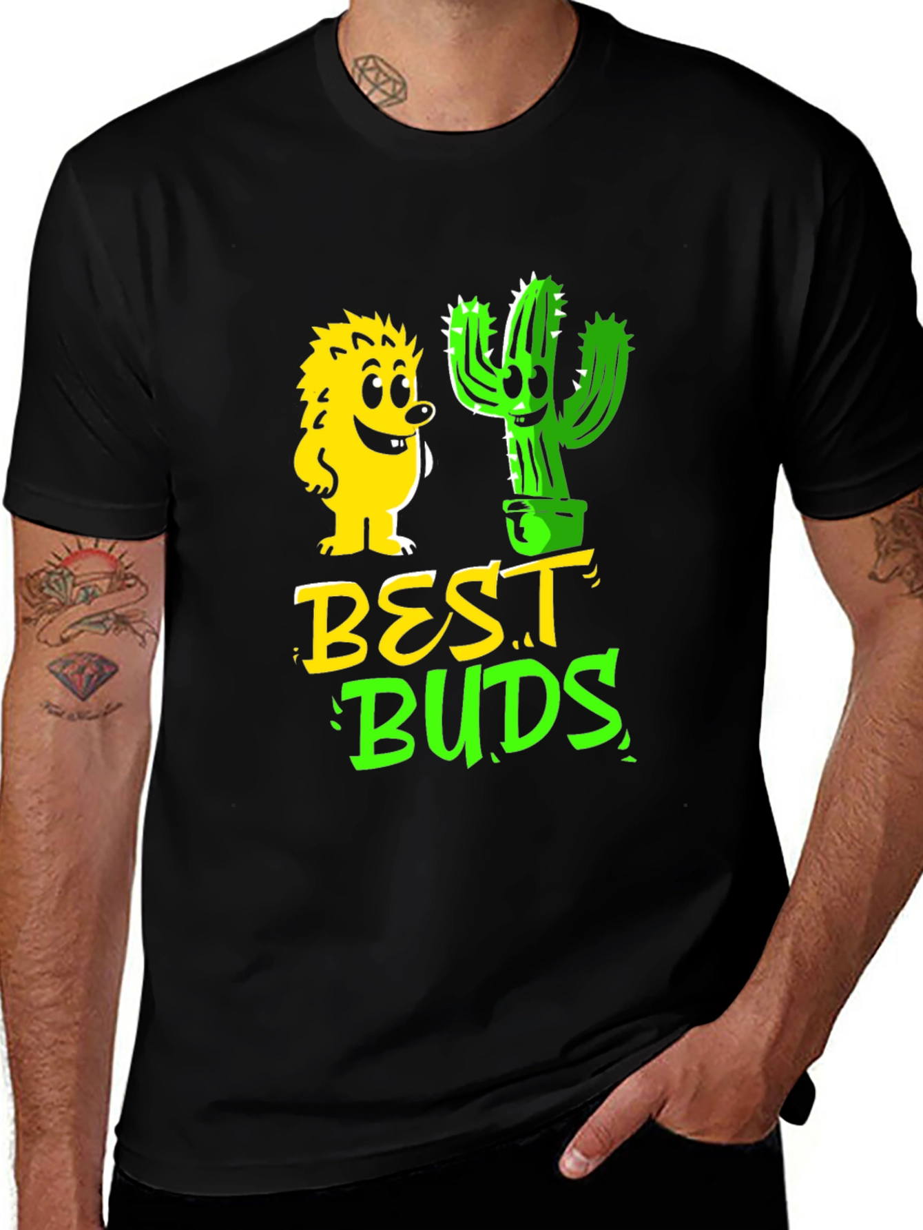 Best Buds Graphic T-Shirt - Hedgehog & Cactus