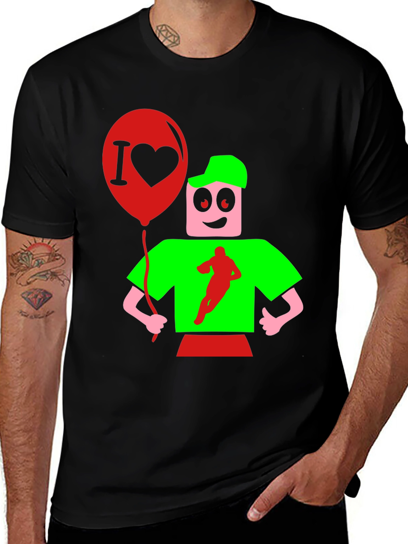 Cartoon Graphic Print Black T-Shirt