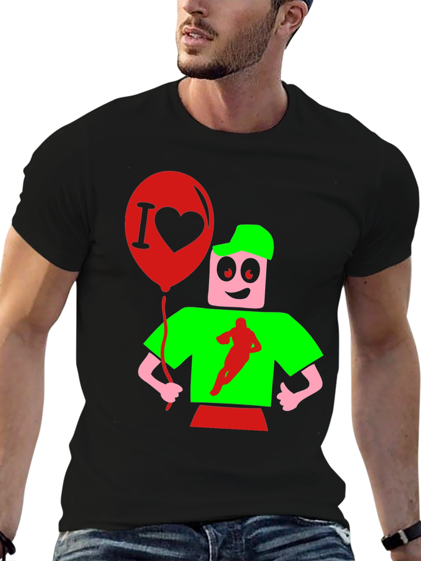 Cartoon Graphic Print Black T-Shirt