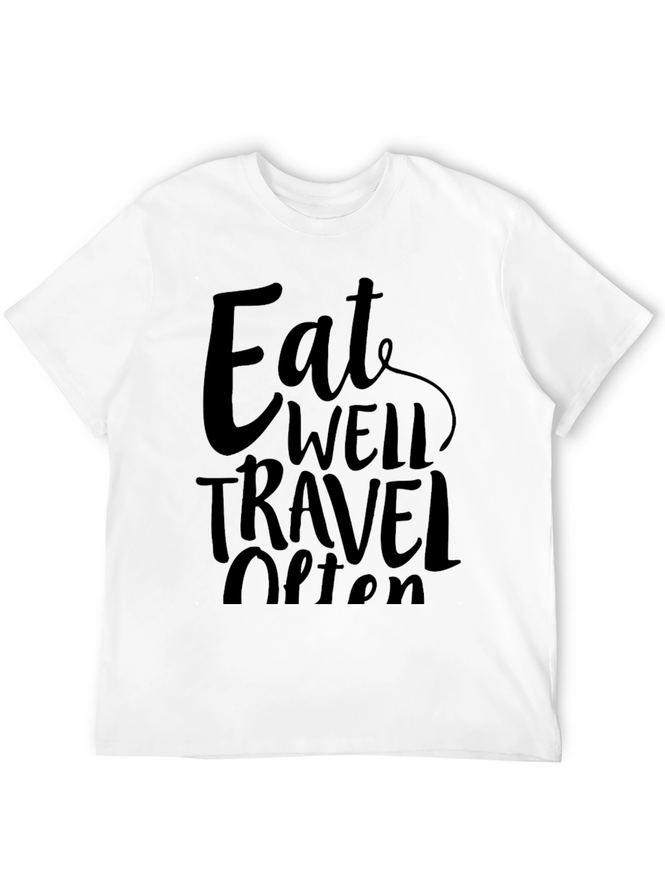 Eat Well Travel Often Black Graphic Tee Shirt