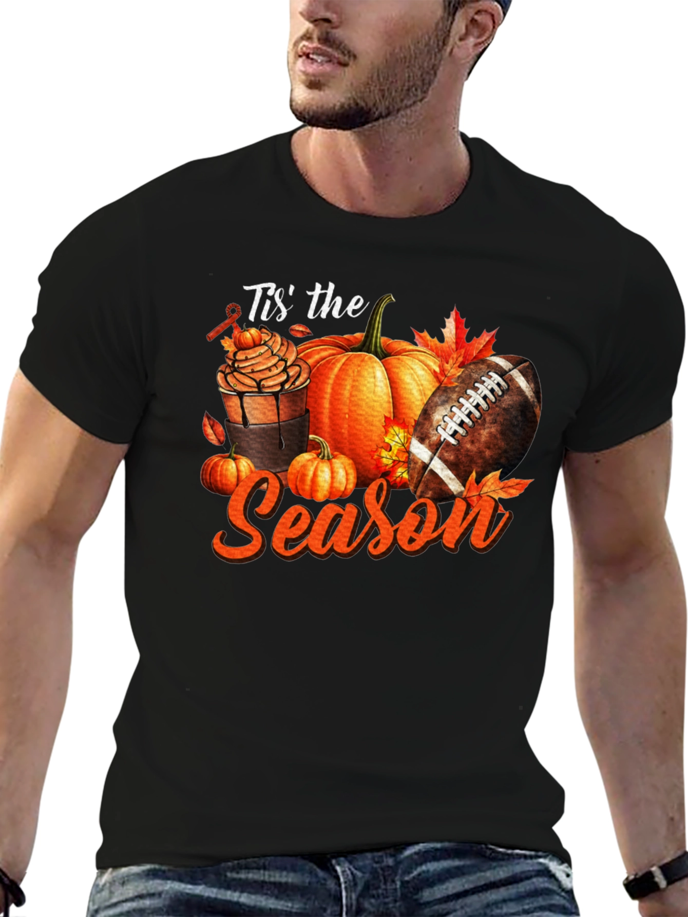 Tis the Season Football Pumpkin Graphic Tee