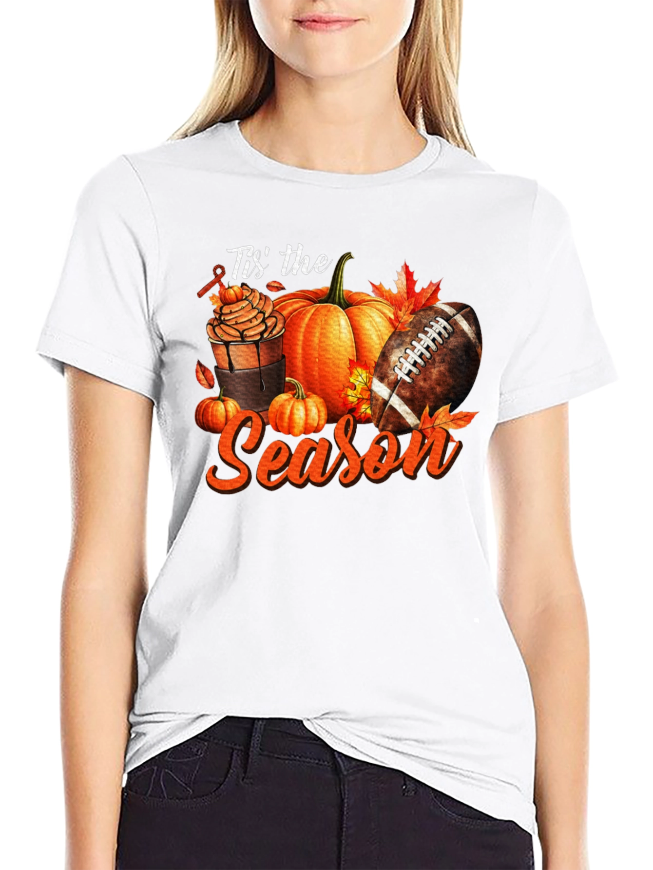 Tis the Season Football Pumpkin Graphic Tee