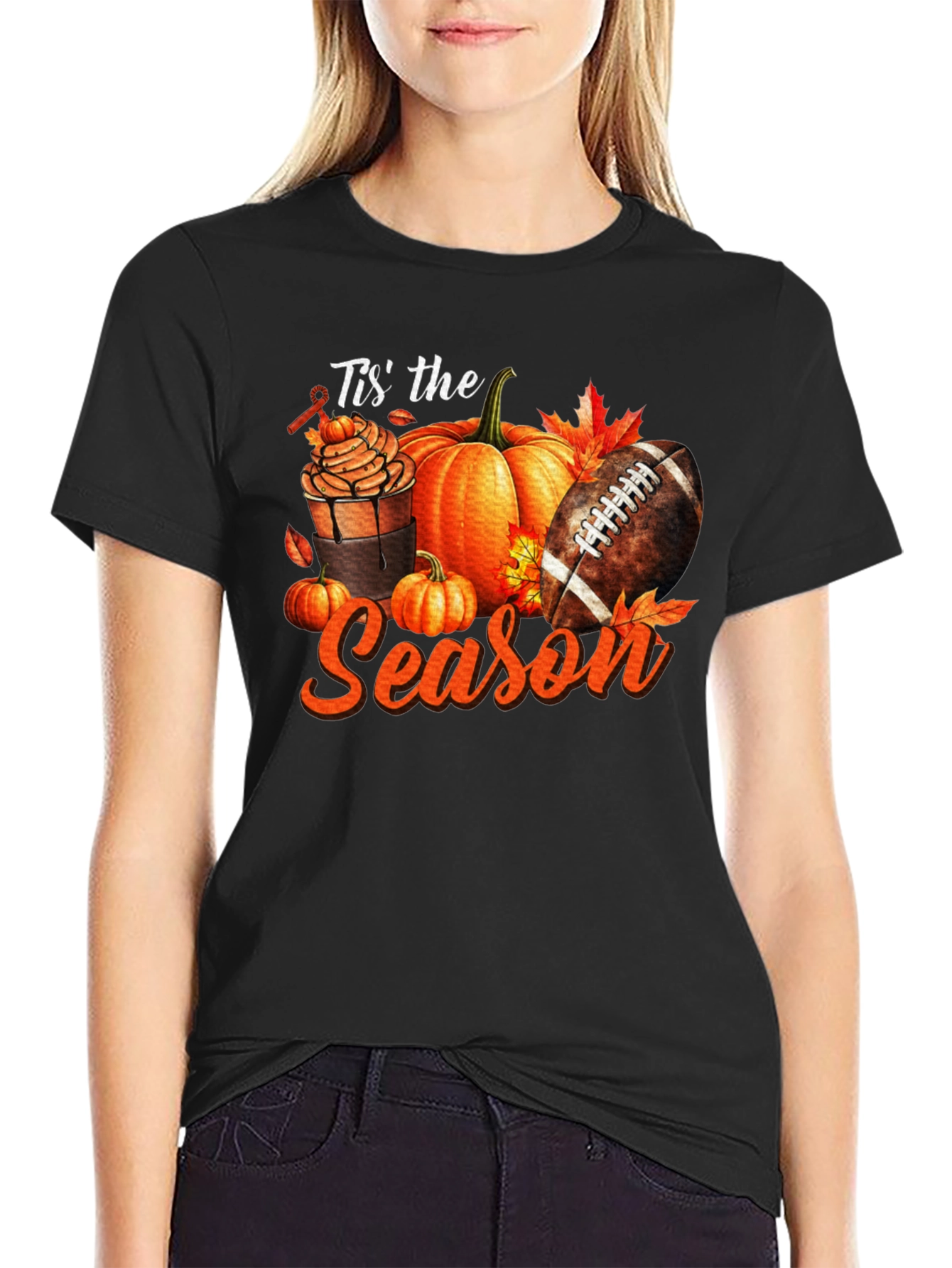 Tis the Season Football Pumpkin Graphic Tee