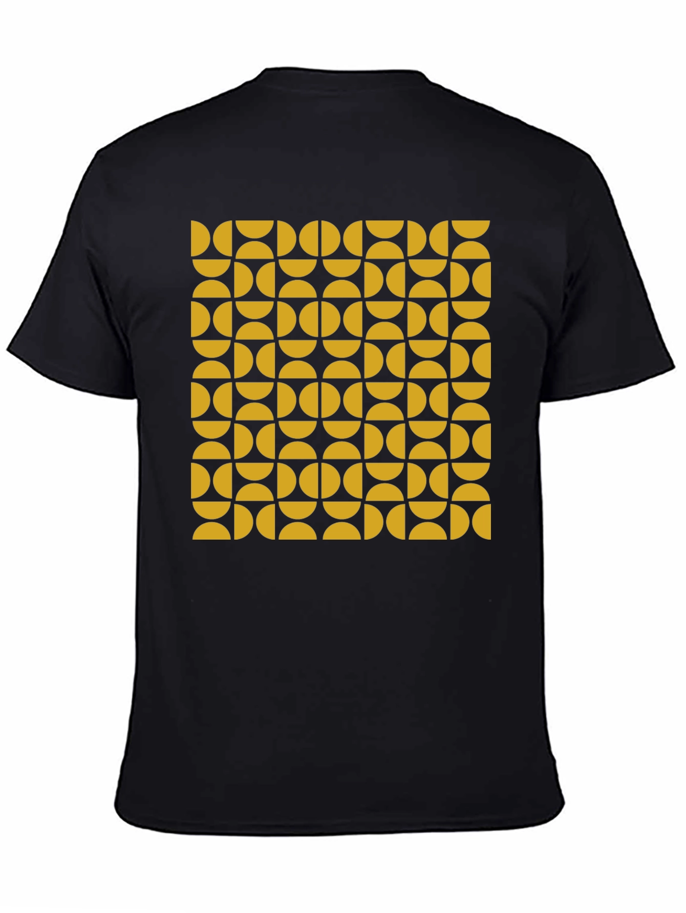 Retro Geometric Pattern Tee - Mustard & Black