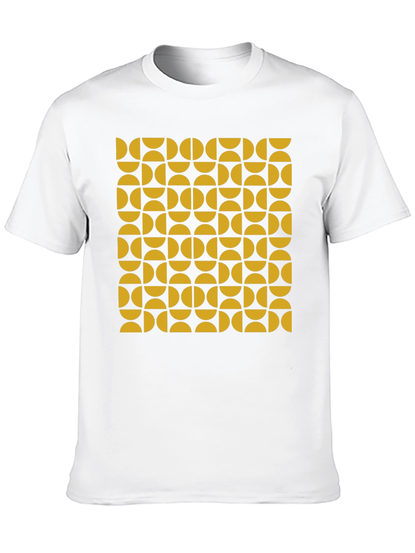 Retro Geometric Pattern Tee - Mustard & Black