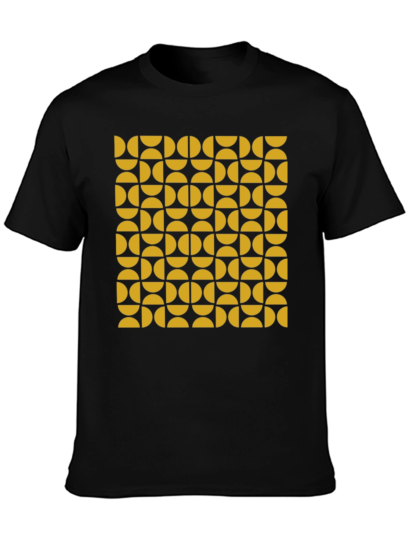 Retro Geometric Pattern Tee - Mustard & Black