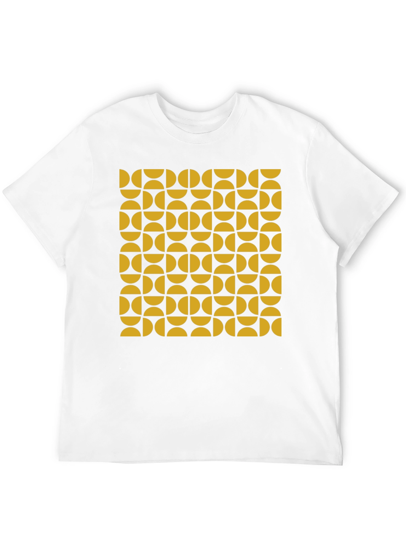 Retro Geometric Pattern Tee - Mustard & Black