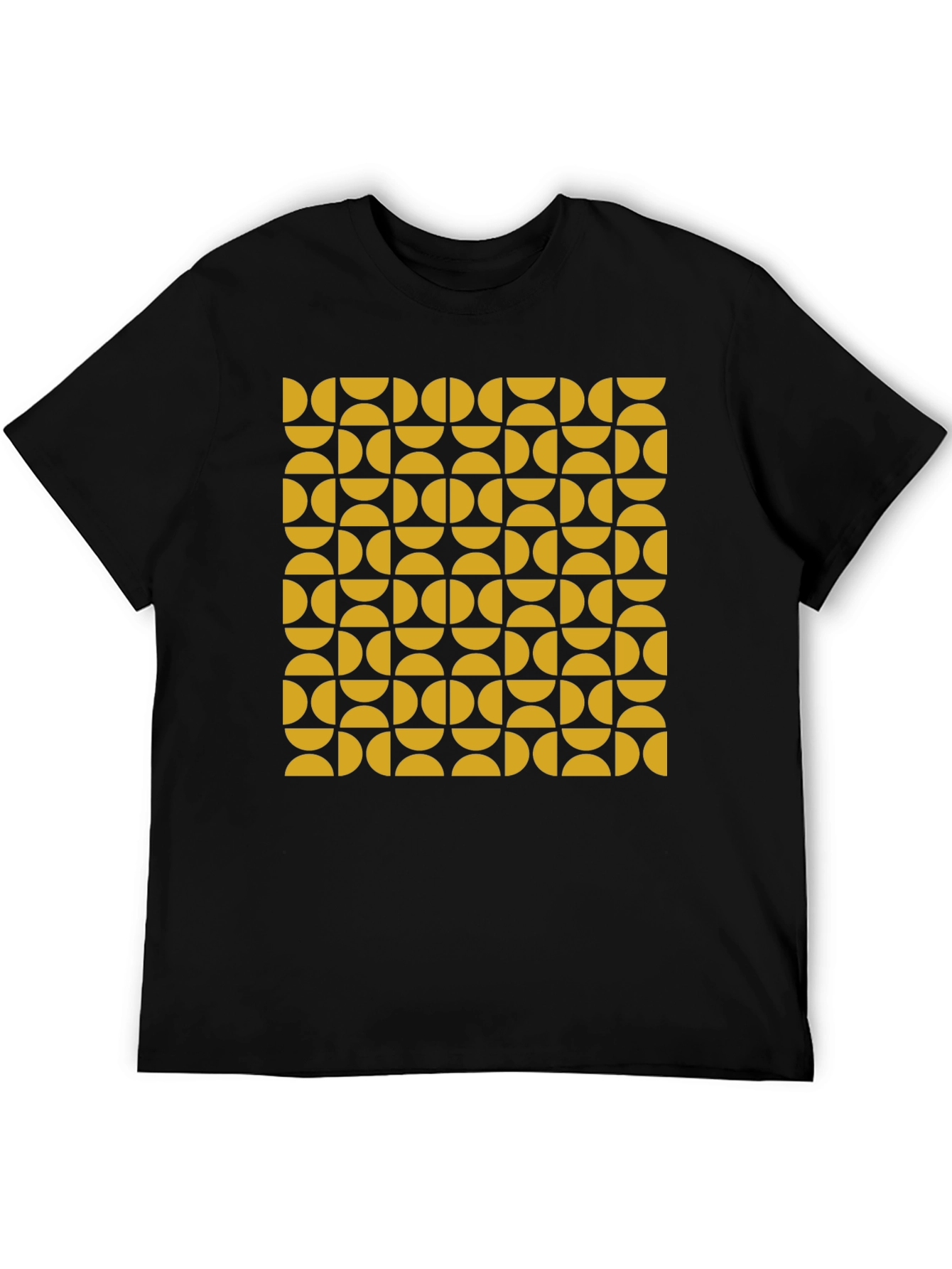 Retro Geometric Pattern Tee - Mustard & Black