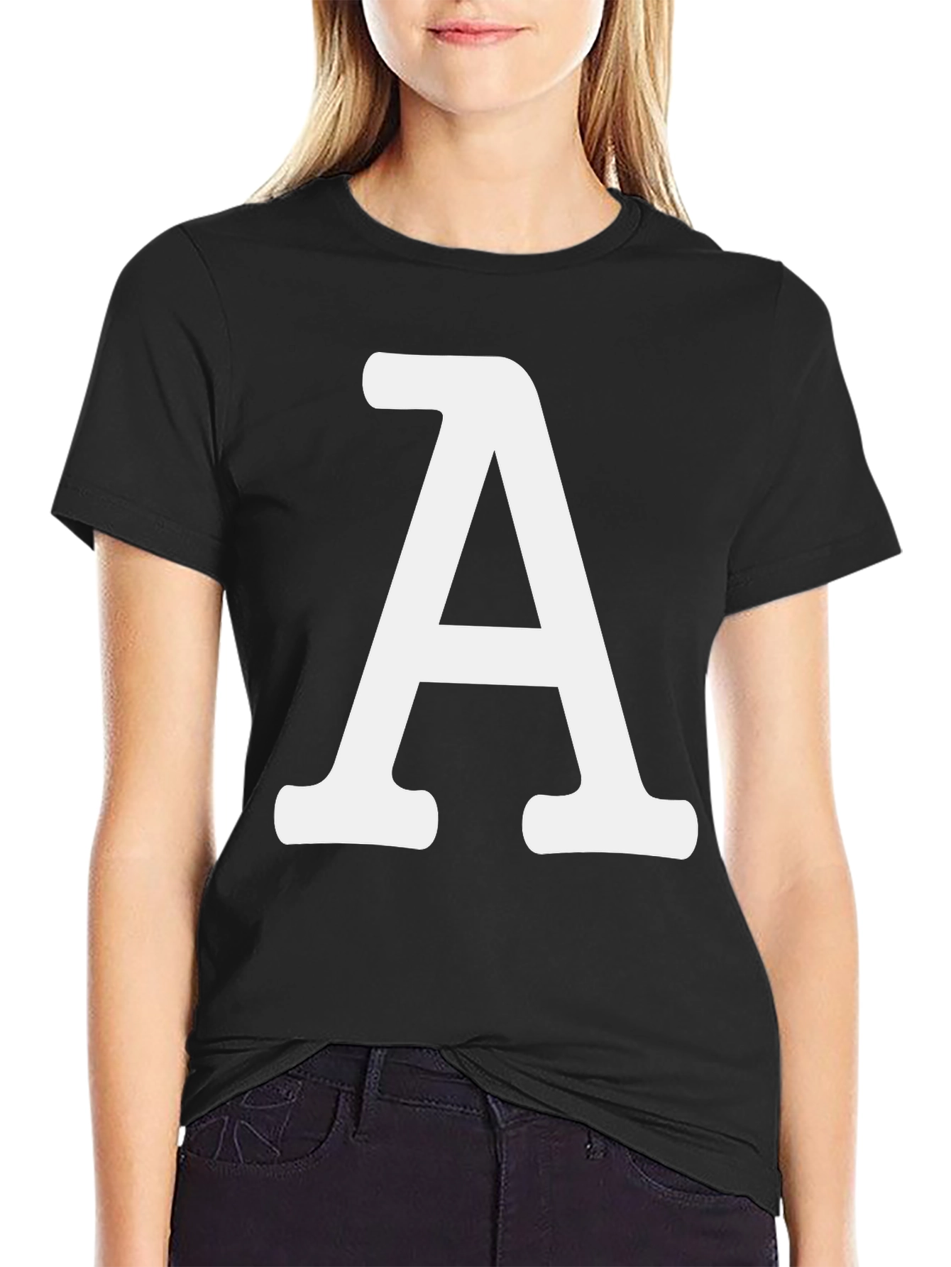 Bold Initial A Graphic Tee - Casual Cotton T-Shirt
