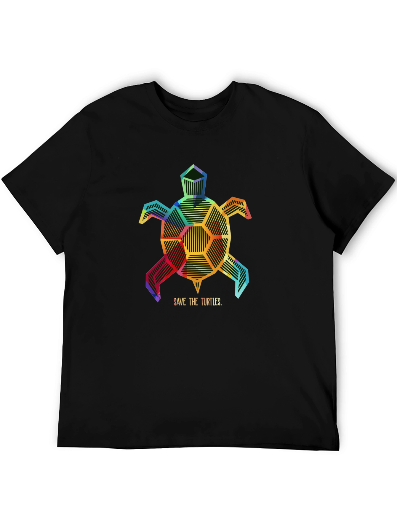 Geometric Turtle Save Turtles Graphic Tee - Black